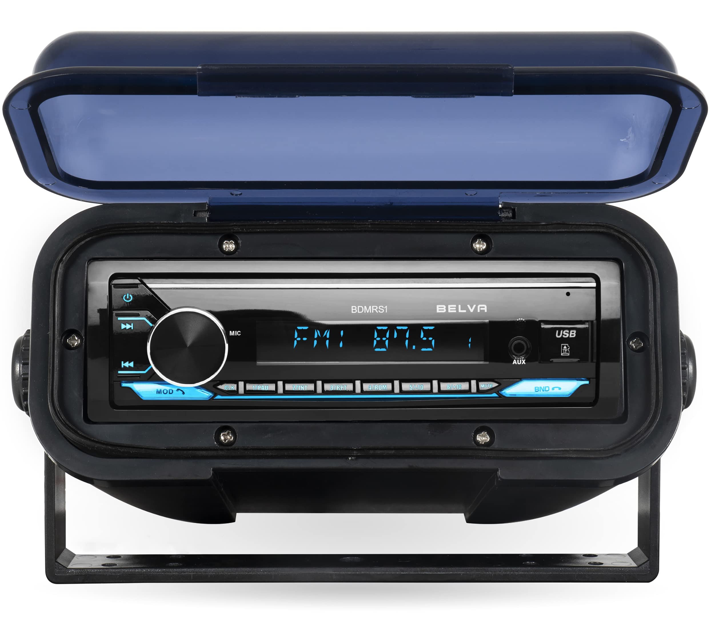 Belva Bmrc7B Black Fully Enclosed Marine Radio Cover/Radio Splash Guard For Deck Or Overhead Installs, Water Resistant Flip Up Style
