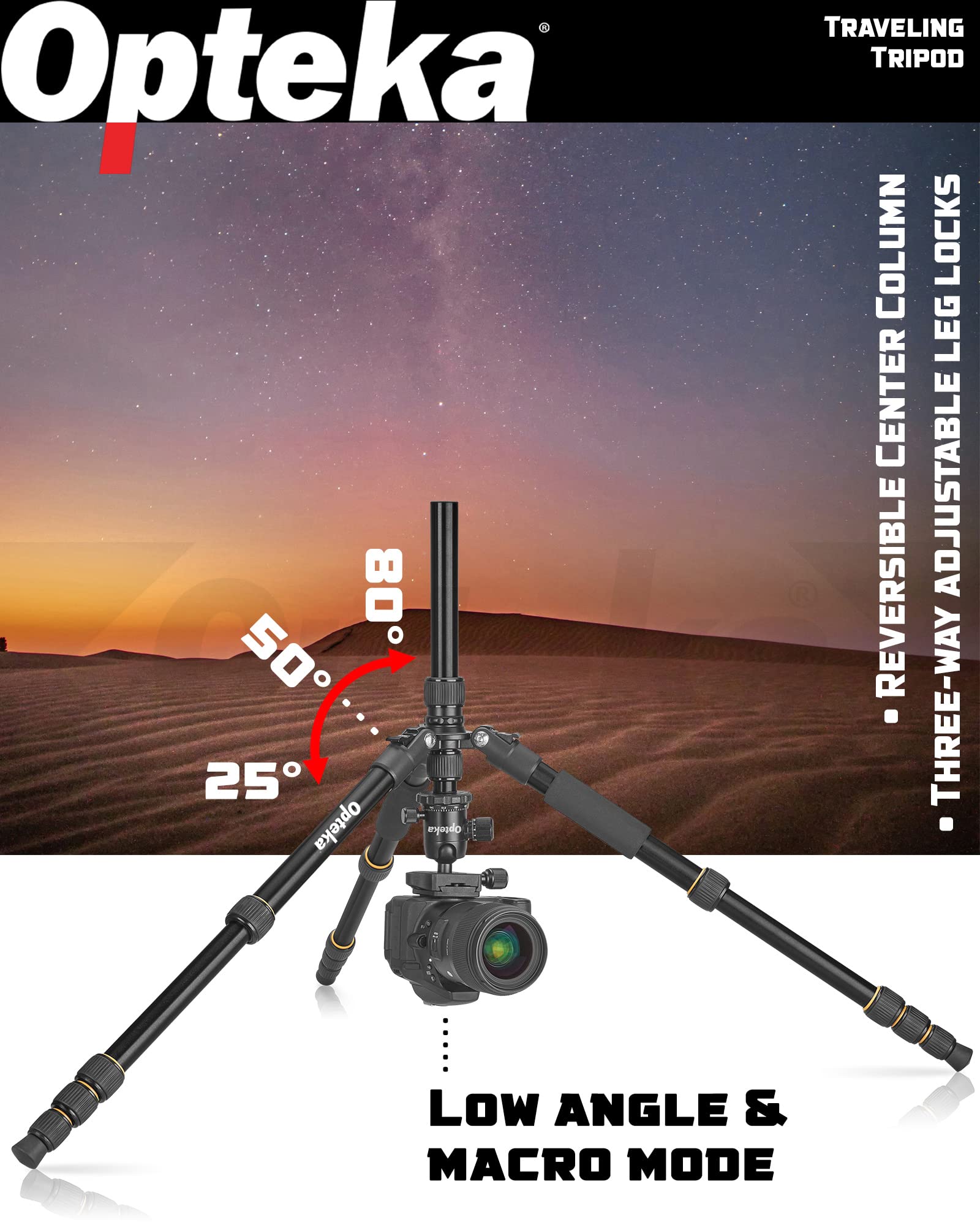 Opteka 2-In-1 Photo Video Professional Travel 59-Inch Tripod / 62-Inch Monopod Combo With 360-Degree Ball Head, Quick Release Pl