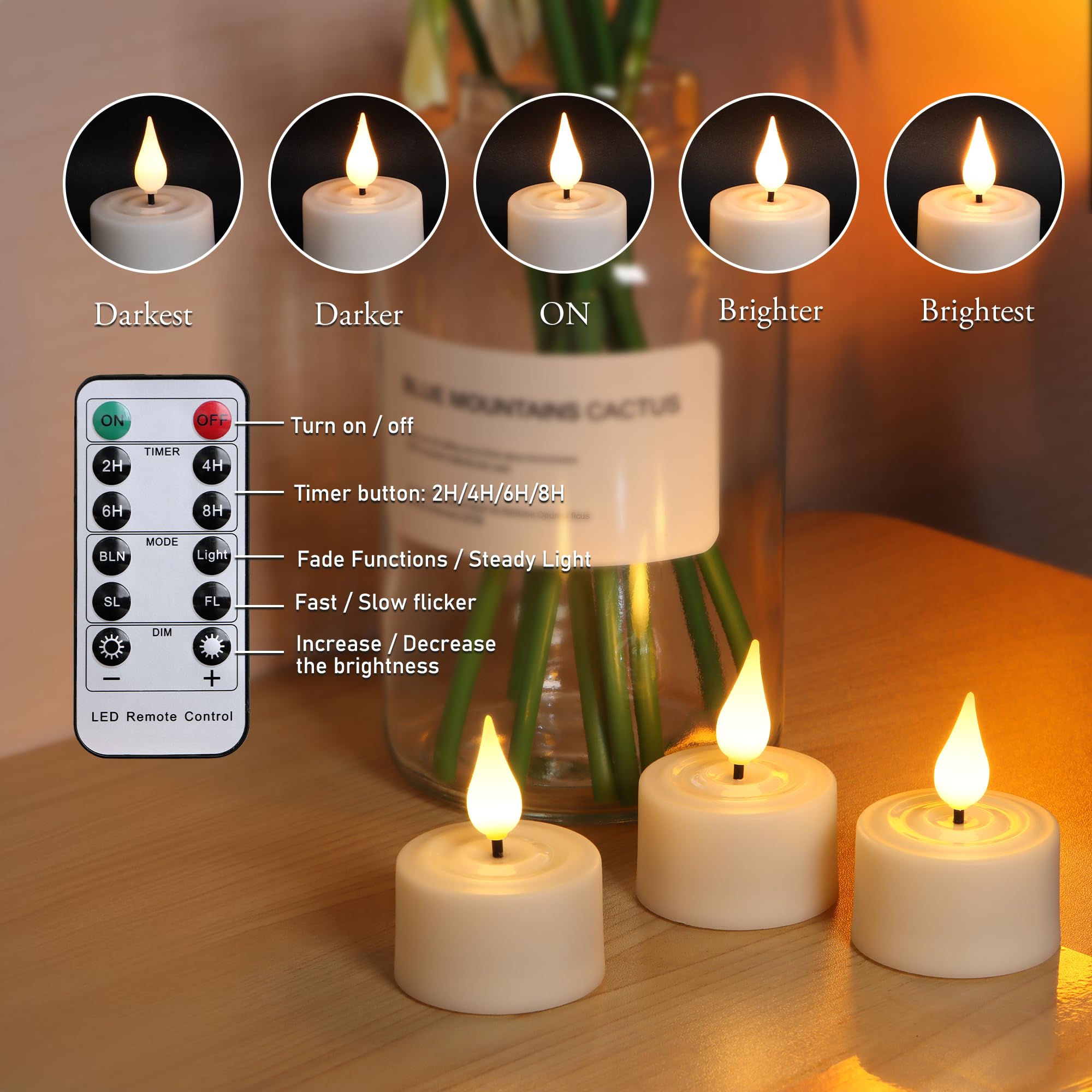 Yunsheng Rechargeable Flameless Tea Lights Candles With Remote Timer & Charging Base, 12Pcs Battery Operated Led Votive Candles