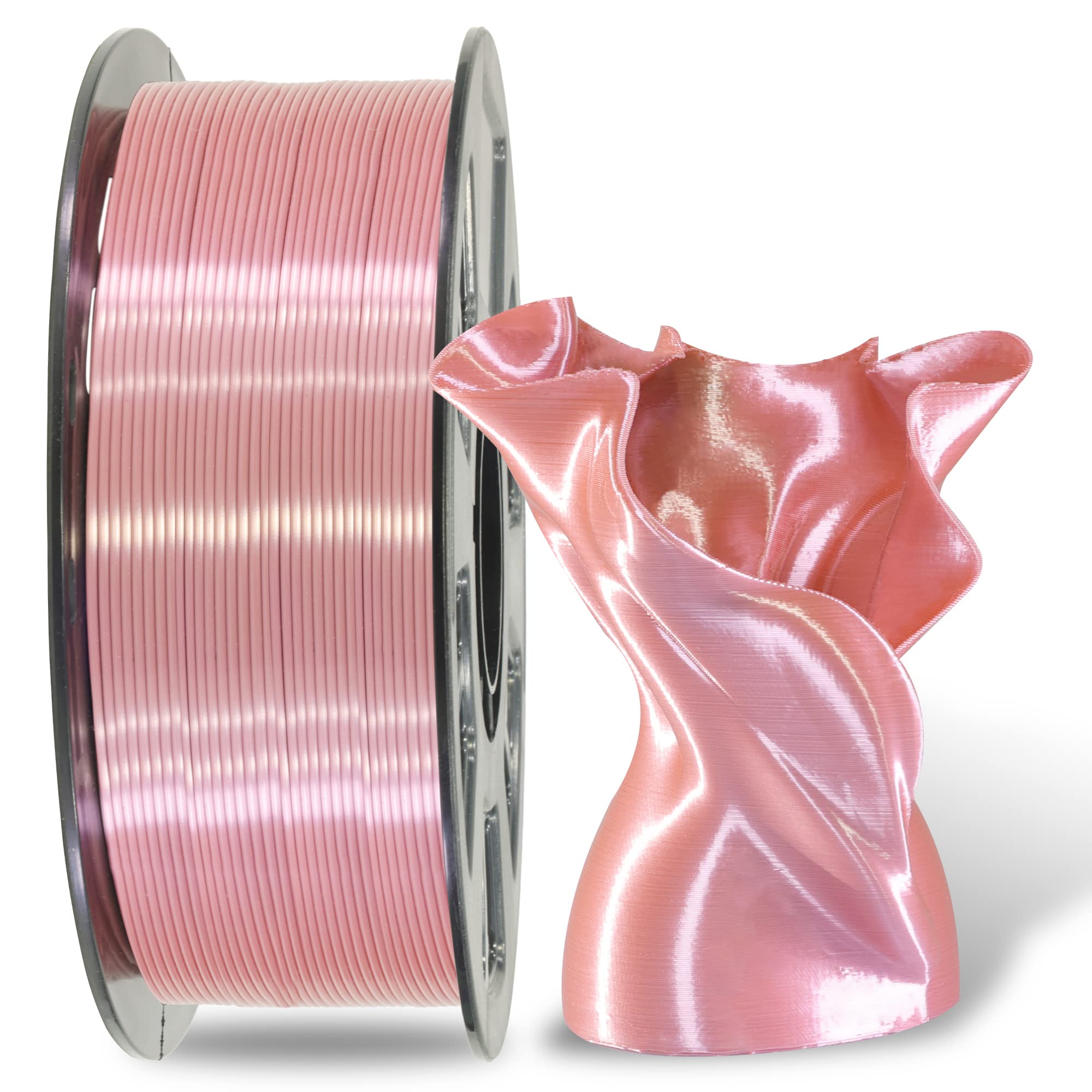 Mika3D Silk Metallic Rose Gold Pink Shiny Pla Filament, 1Kg 2.2Lbs 3D Printing Material With 1.75Mm High Diameter Accuracy, Neat