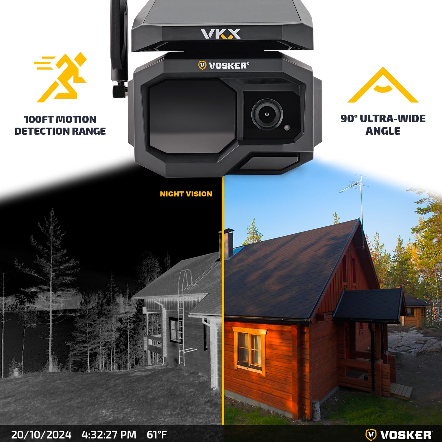 Vosker Vkx Solar Powered 4G Lte Outdoor Cellular Security Camera   No Wifi Needed, Motion Activated, Night Vision, Sim Card Incl