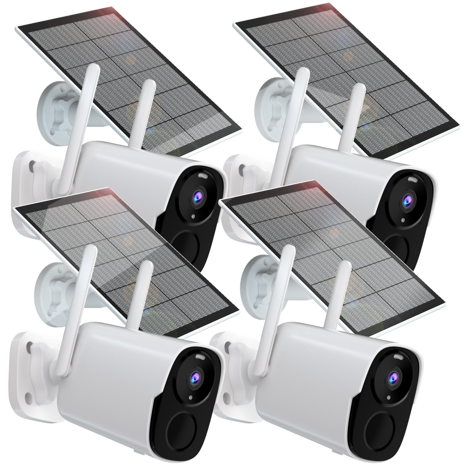 Rraycom Solar Camera Security Outdoor, Solar Powered Wifi System Surveillance Camera With 2K Color Night Vision, 2 Way Talk, Spotlight & Siren, Compatible With Alexa, Bw4Plus Sp, Bw4P Sp W 4Pc