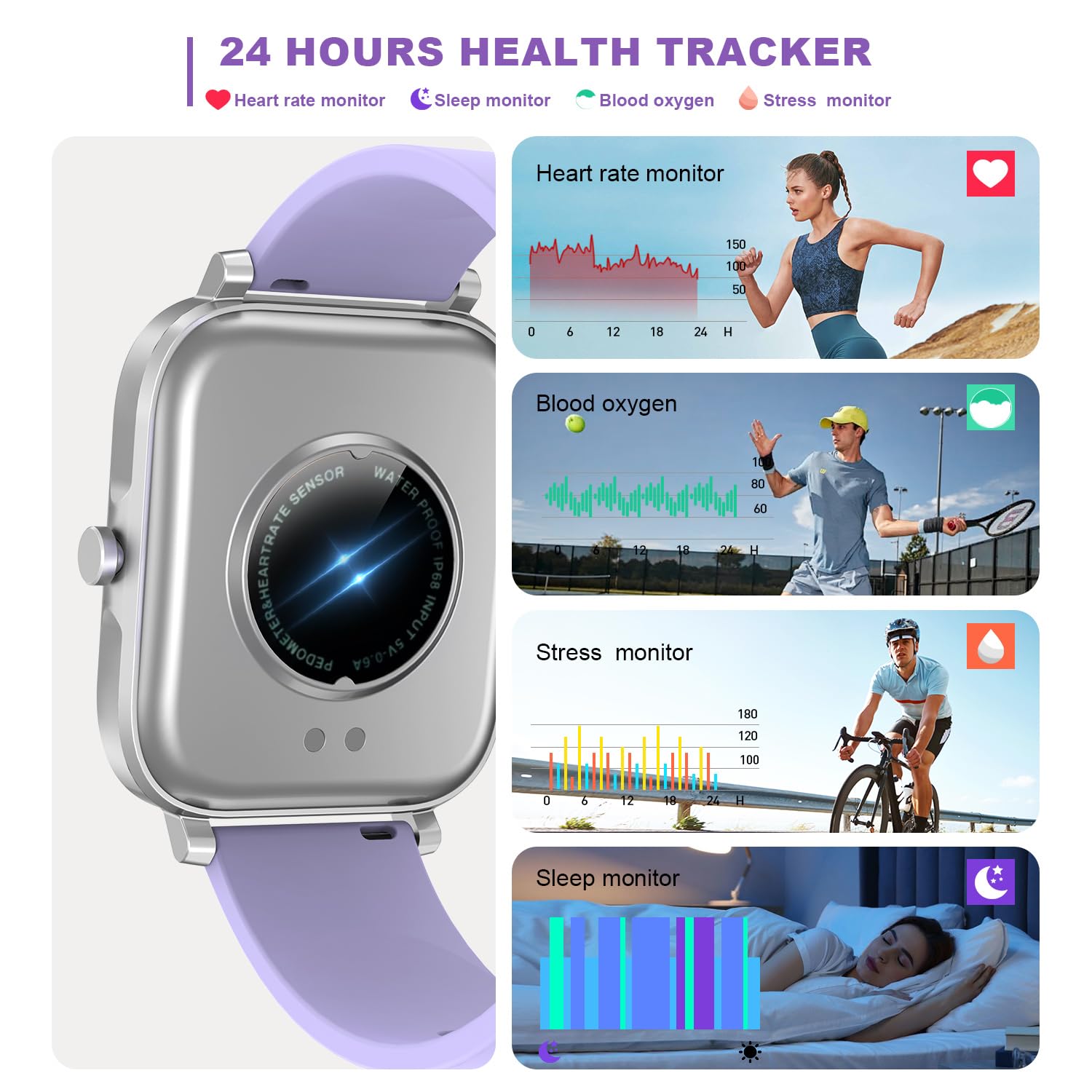 Choiknbo Smart Watch For Men Women 1.83'' Fitness Tracker Smartwatch For Iphone Android Phones Full Touch Screen With Heart Rate