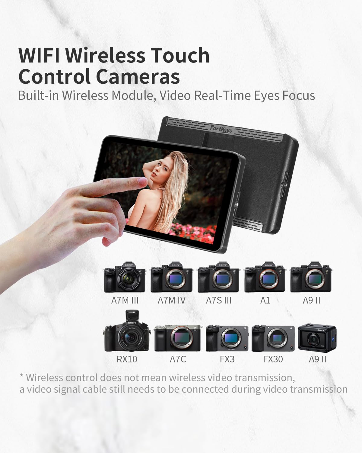 Portkeys LH7P 7'' 1000nit Touchscreen Wireless Control Camera Field Monitor Black