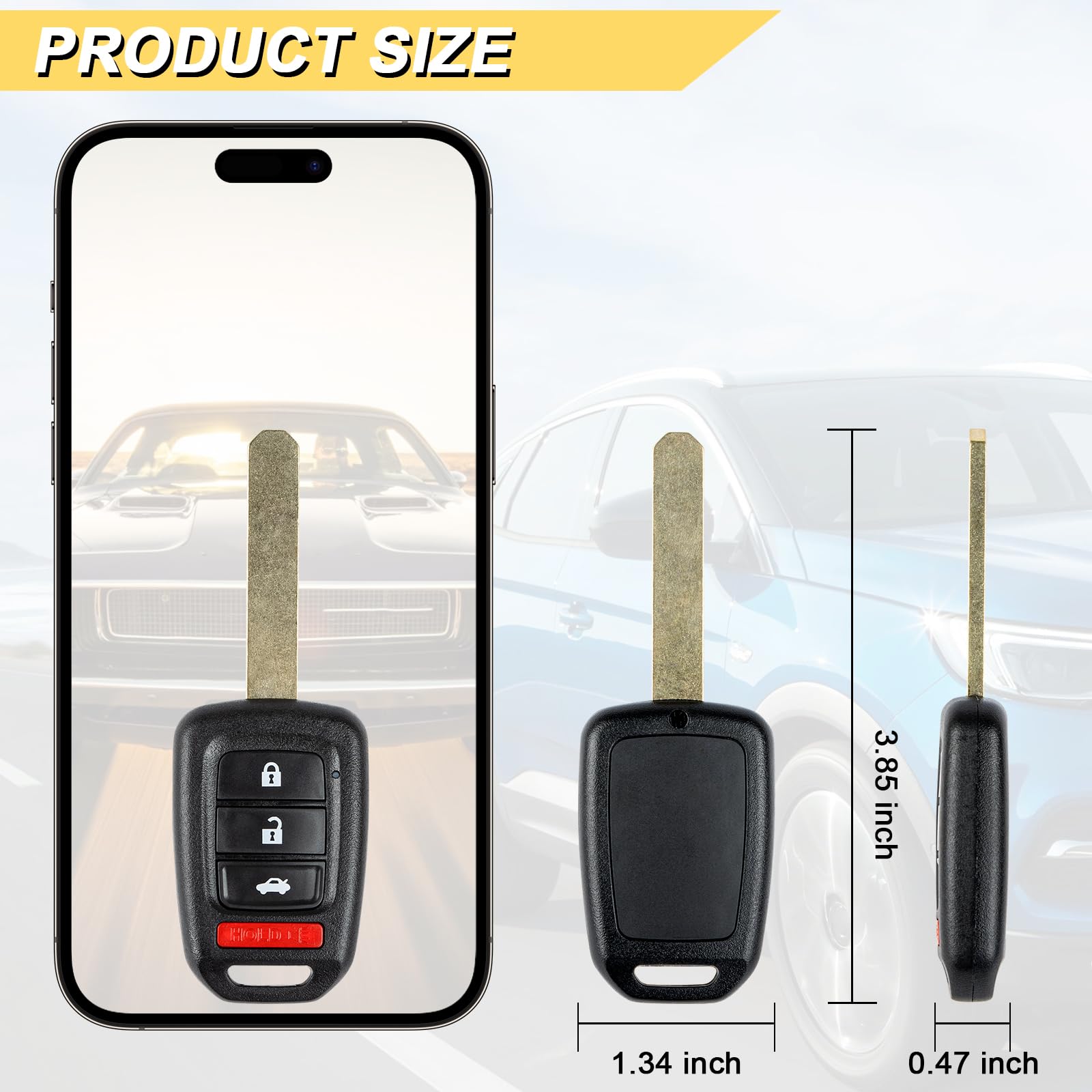 Vurkcy Key Fob Replacement For 2013 2014 2015 Honda Accord/ 14 15 Civic Car Keyless Entry Remote Control, Mlbhlik6-1T 35118-T2A-