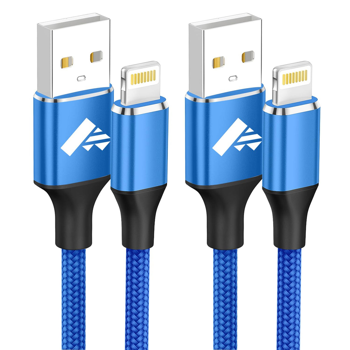 Aioneus Iphone Charger 3Ft 2Pack, Iphone Charging Cable Mfi Certified Lightning Cable Nylon Braided Fast Iphone Charging Cord For Iphone 14 13 12 11 Pro Max Xr Xs X 8 7Plus 6 6S Se Ipad -Blue