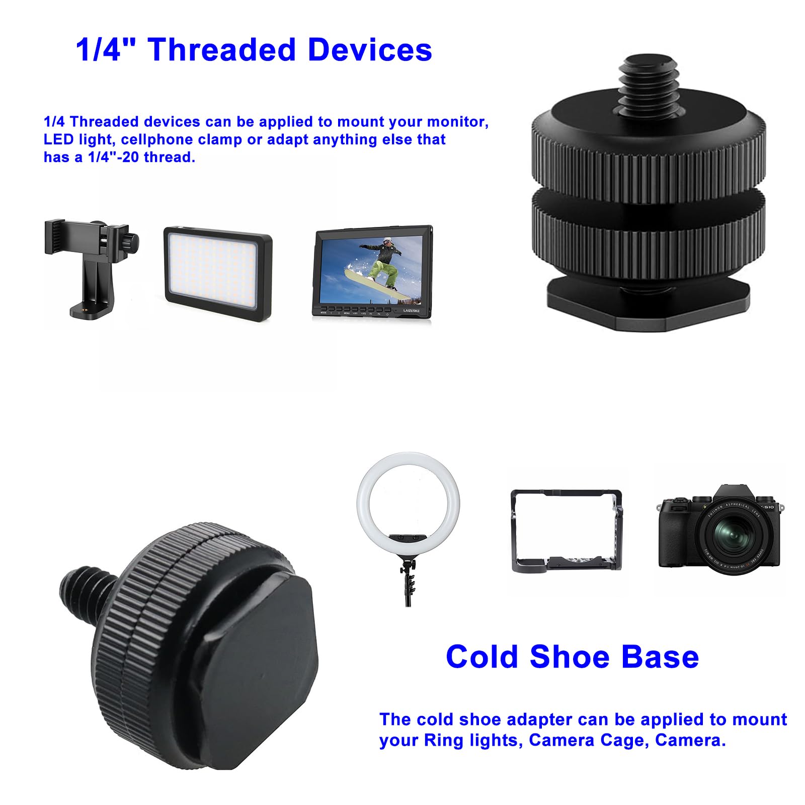 Camera Hot Shoe Mount(6 Pack) To 1/4'' 20 Tripod Screw Adapter Flash Shoe Mount For Dslr Camera Rig