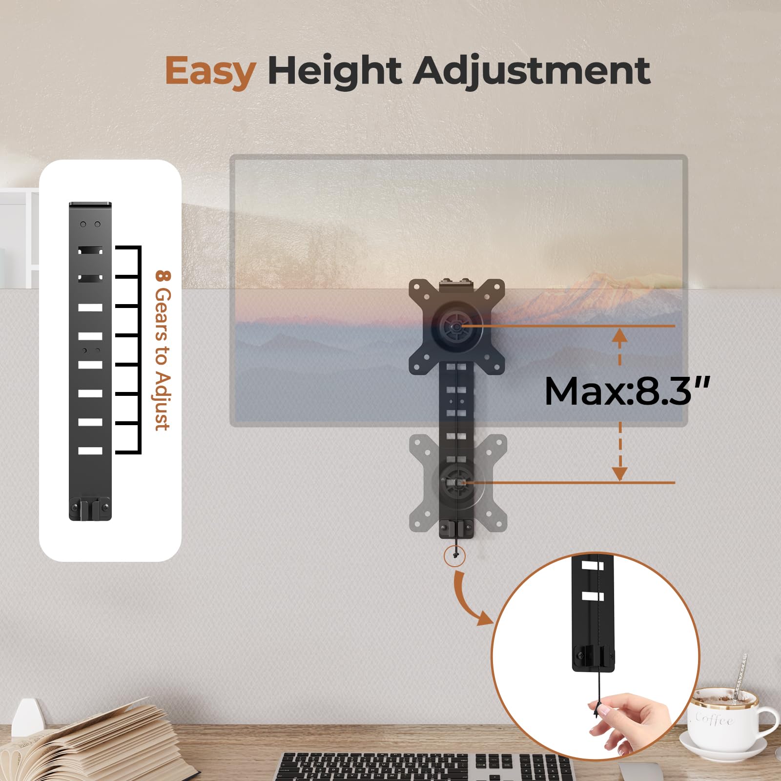 Joy Worker Cubicle Monitor Mount   Height Adjustable Hanging Mount, 13'' 34'' Cubicle Monitor Hanger, Vesa 75*75/100*100Mm, Clam