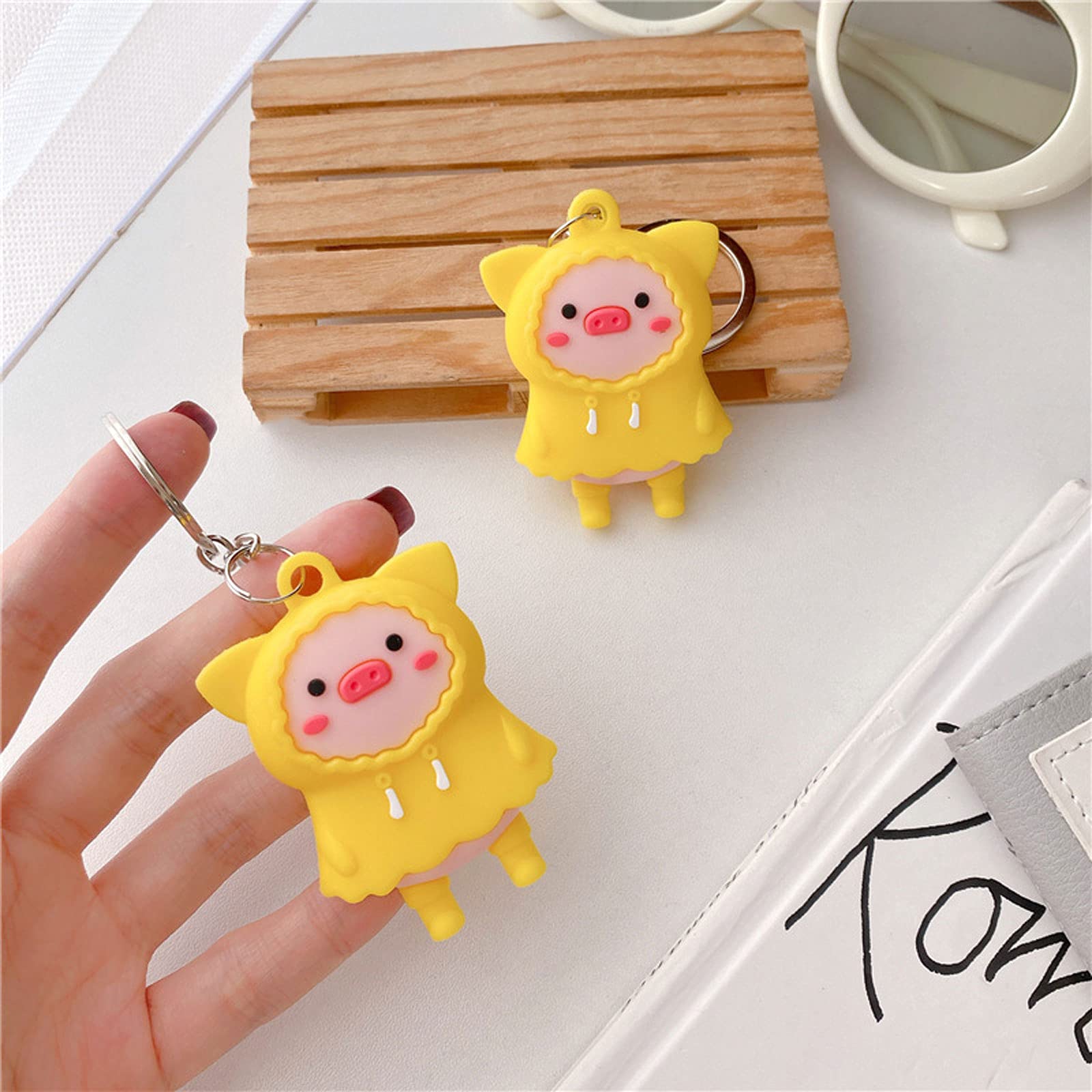 Rertnocnf Case For Air Tag, Cute Cartoon Piggy Silicone Cover For Airtags Location Tracker