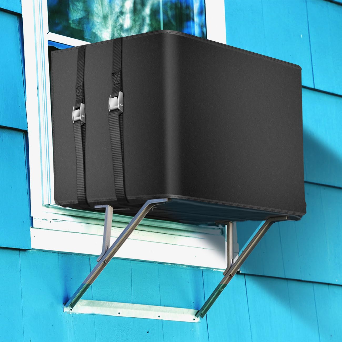 Waterproof Insulated Outdoor Air Conditioner Cover for Outside Window AC Unit, 27.5x 18.5x 22.5 Inches (Wx Hx D)- Black