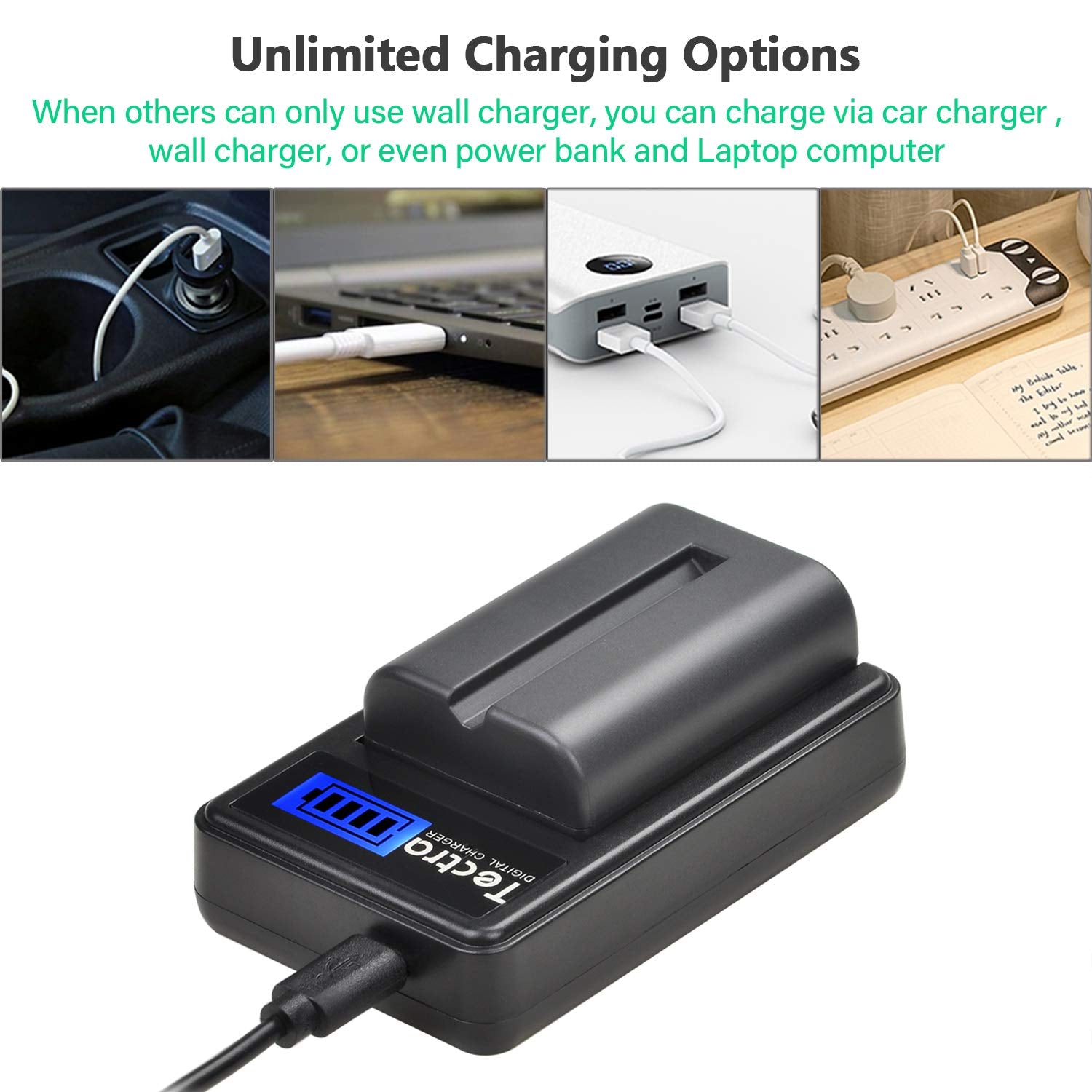 Tectra 2 Pack Np Fm500H Battery + Charger Set For Sony Alpha A77, A77Ii, Slt A57, A58, A68, A65V, A77V, A99V, A100, A200, A300, A350, A450, A500, A550, A560, A580, Slt A700