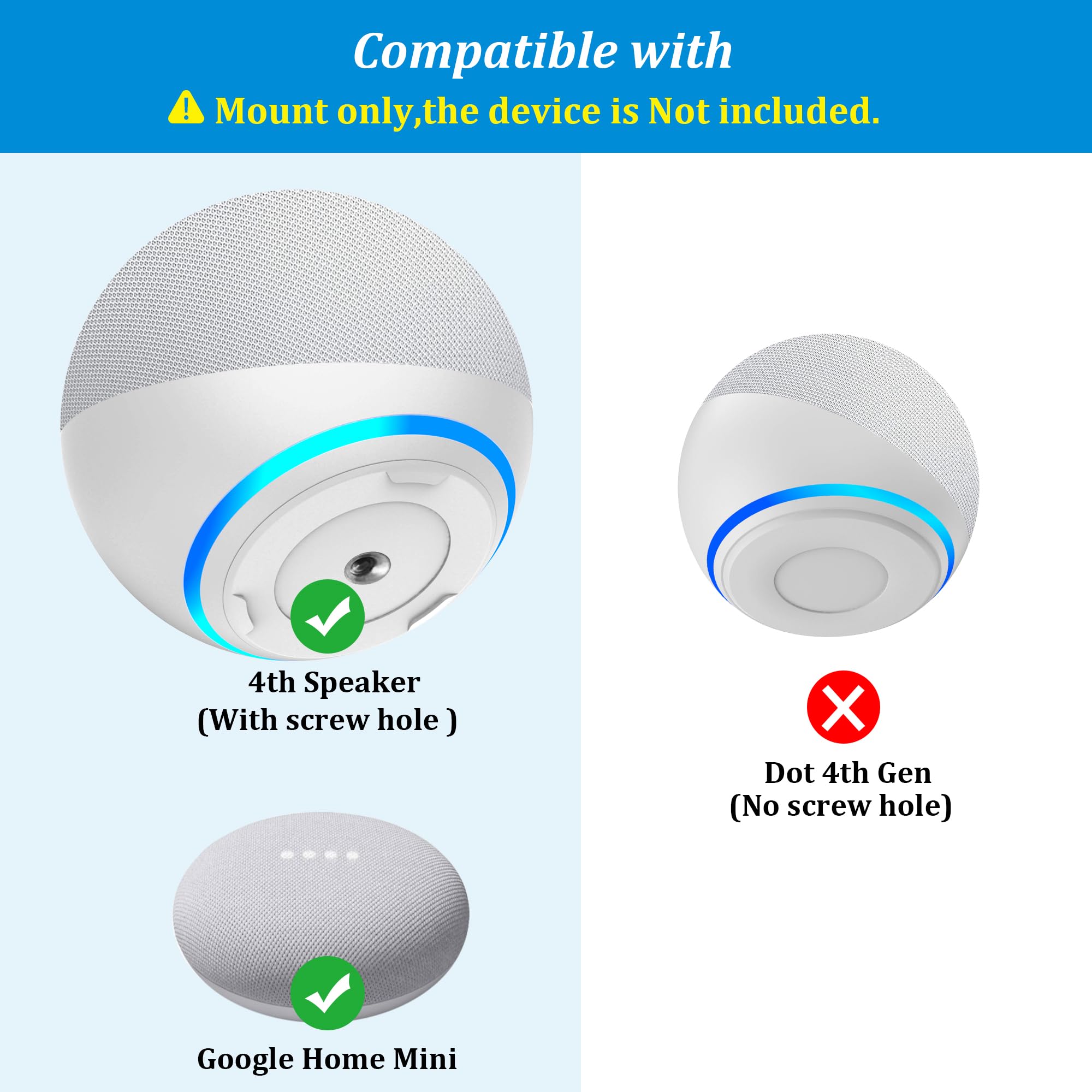 Plusacc Wall Mount For 4Th Gen   Space Saving Stand Shelf Compatible With Google Home Mini & 4Th Generation, Metal Bracket With