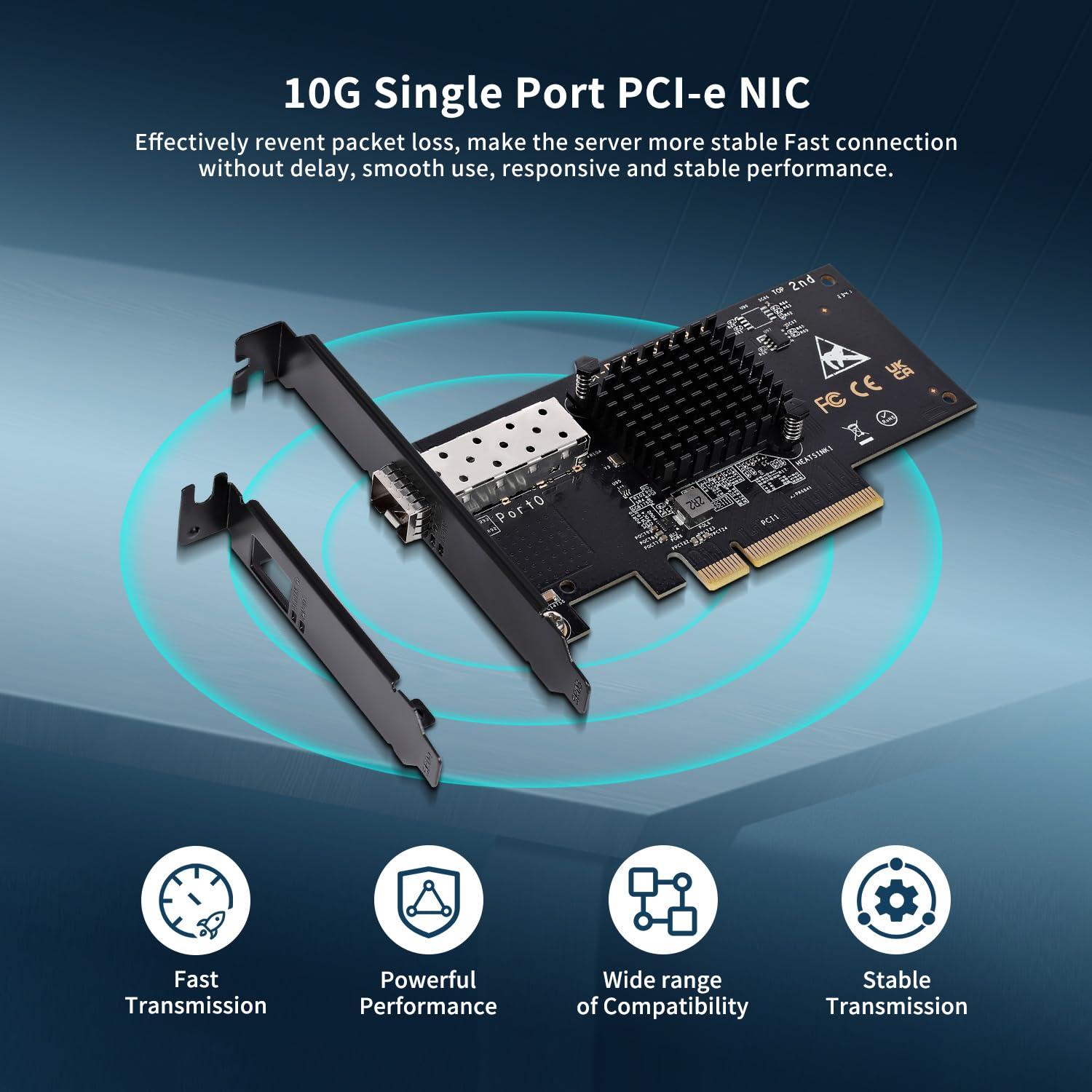 10Gbe Pci E Nic With 82599En(X520 Da1) Controller, 10Gb Single Port Sfp+ Pci E Network Card, Gigaplus 10Gbps Pci Express Etherne