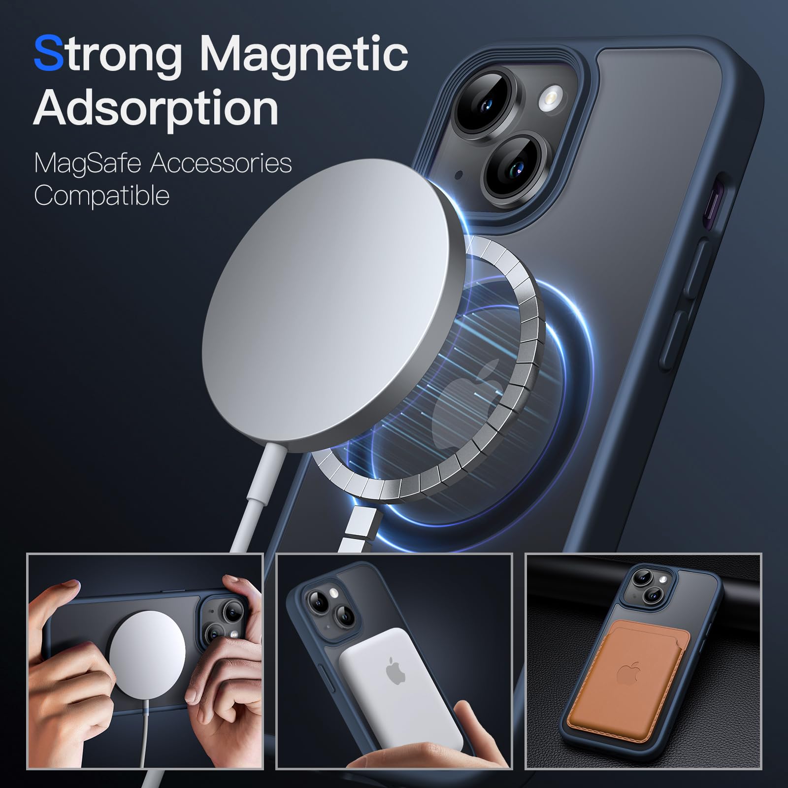 Jetech Magnetic Case For Iphone 14 Plus 6.7 Inch Compatible With Magsafe, Translucent Matte Back Slim Shockproof Phone Cover (St