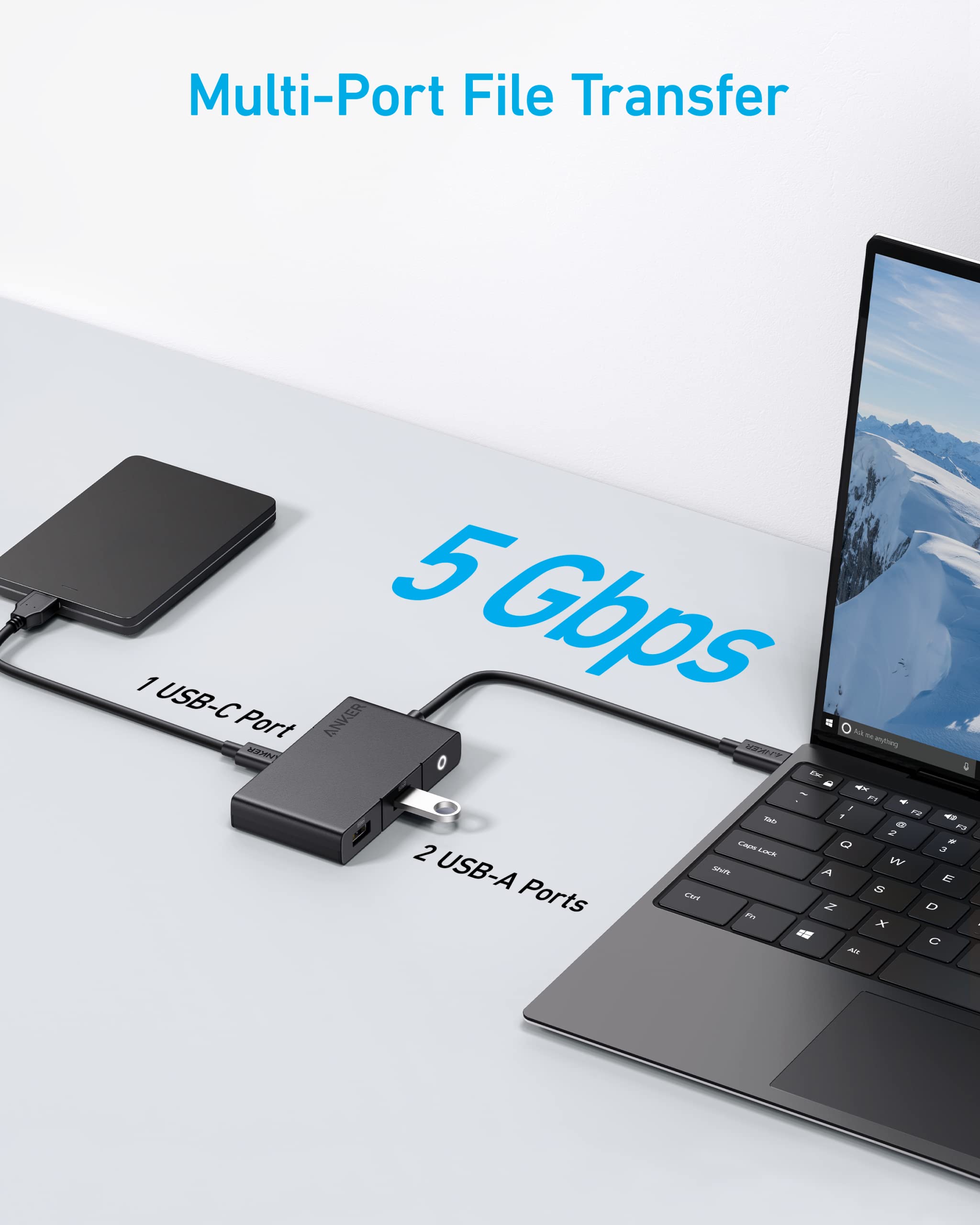 Anker Usb C Hub, 332 Usb-C Hub (5-In-1, 4K Hdmi) With 100W Power Delivery, 4K@30Hz Hdmi Display, 5Gbps Usb-C&A Data Ports For Ma