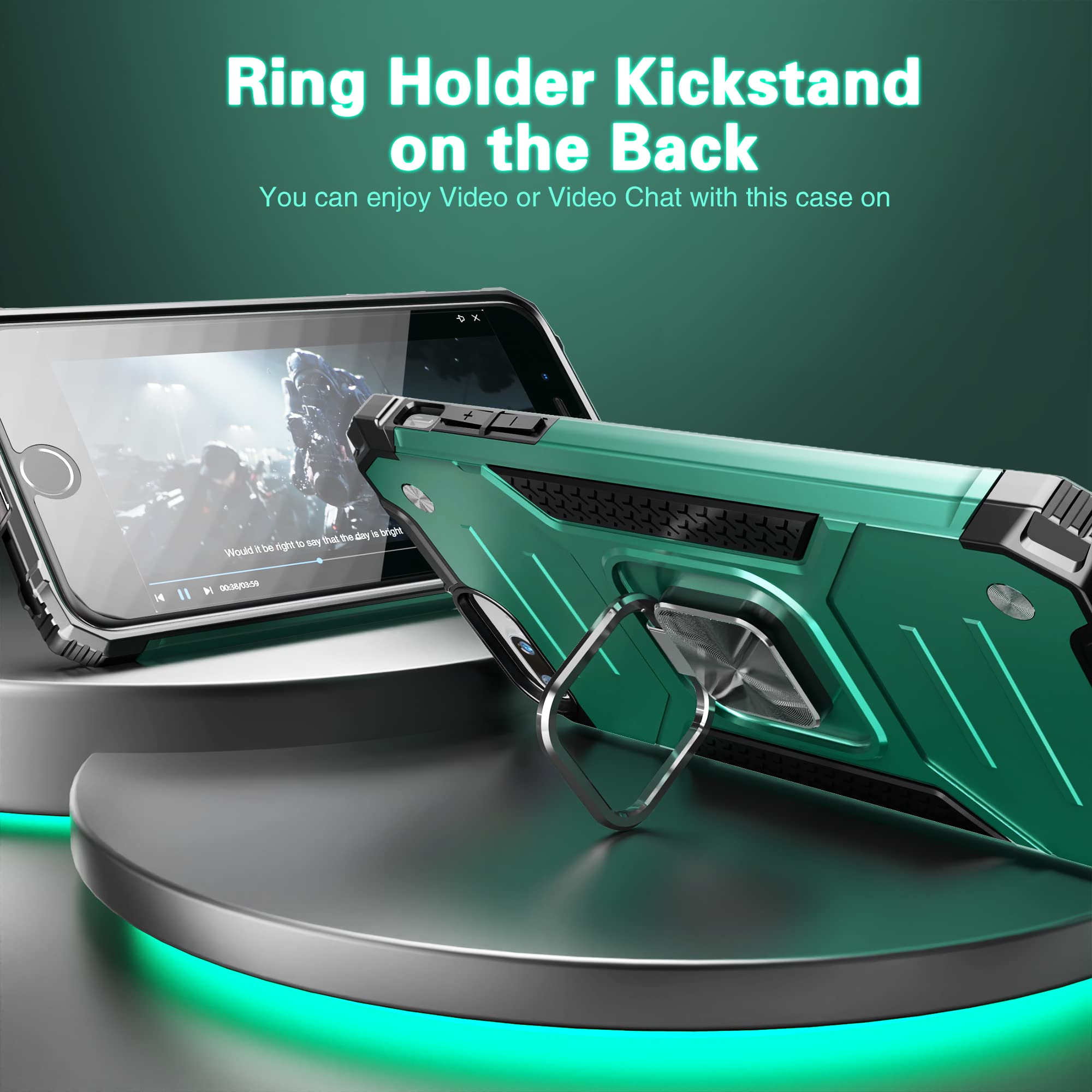 Idystar Iphone 8 Plus Case With Screen Protector,Shock Absorption Drop Test Cover With Kickstand Lightweight Protective Phone Ca