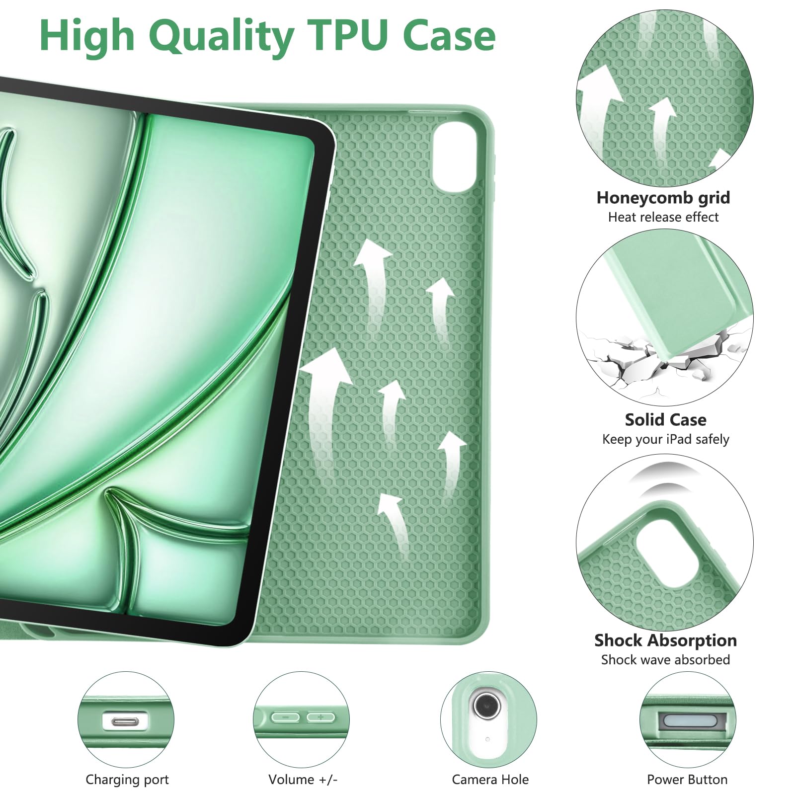 Taiyang For Ipad Air 11 Inch Case With Keyboard 2024, For Ipad Air 5Th 4Th Gen Case With Keyboard Detachable Bluetooth Keyboard