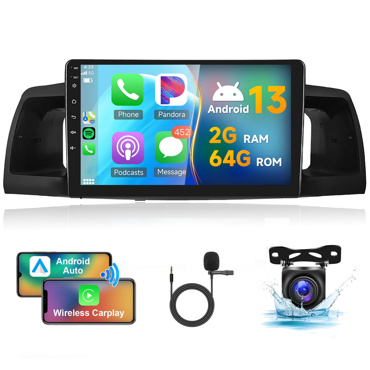 2G 64G Carplay For Toyota Corolla Ex 2007-2012 Android Car Stereo Radio, Rimoody 9 Touch Screen Android Auto Bluetooth Gps Wifi 