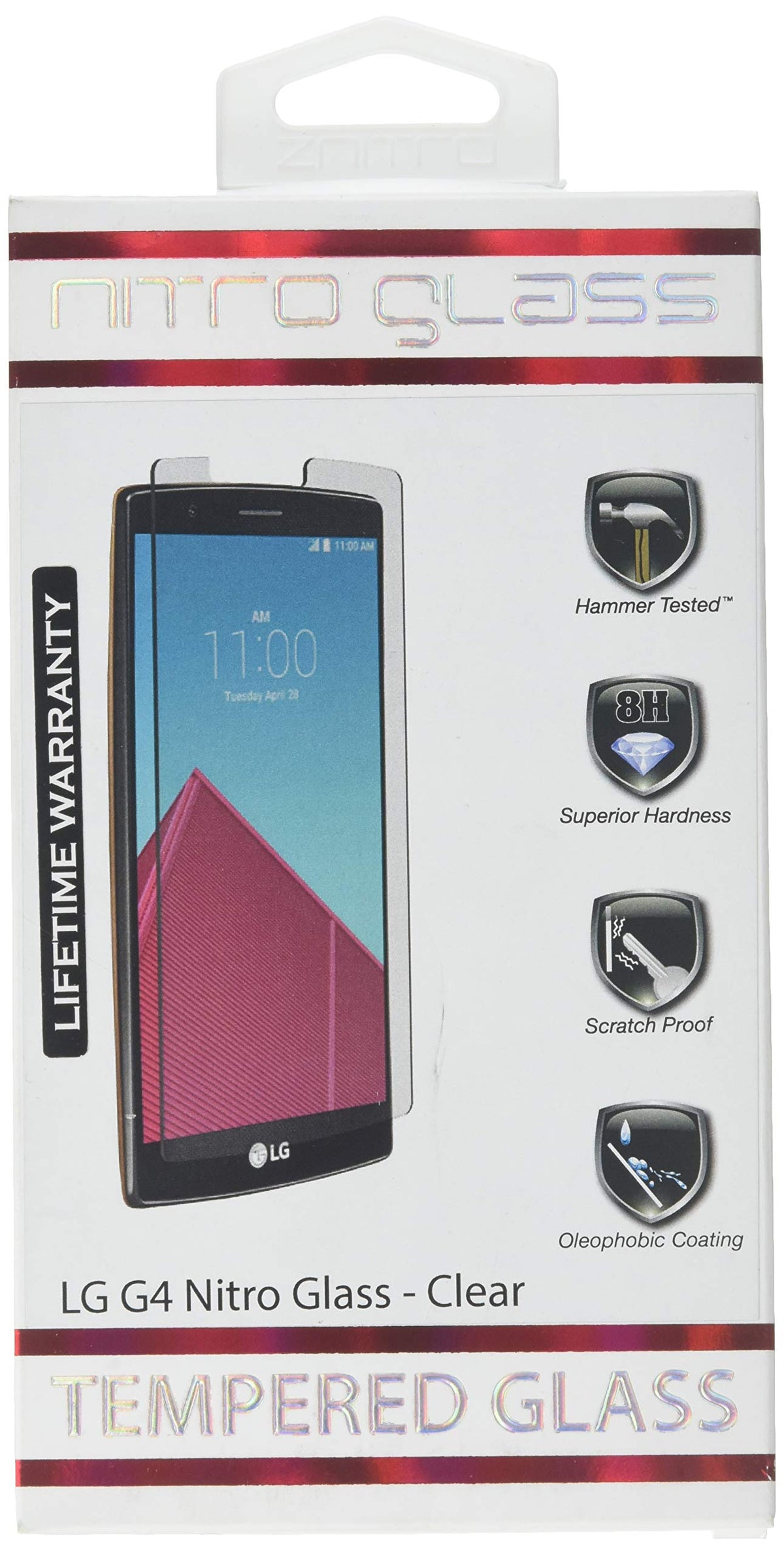 Znitro Lg G4 Nitro Glass Screen Protector   Retail Packaging   Clear