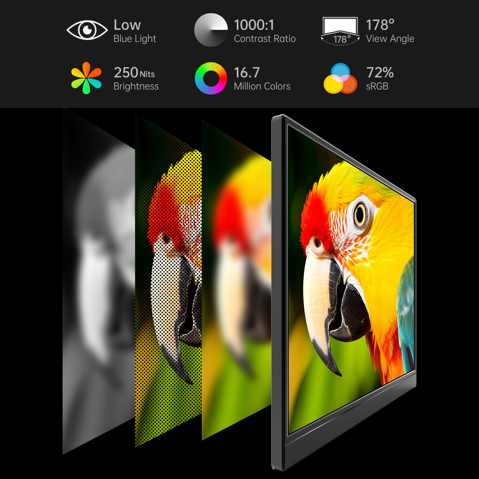 Wgk Portable Monitor 15.6 Inch 1080P Usb C Hdmi Ultra Slim Travel Monitor With Kickstand For Laptop, Pc, Mac Phone, Ps, Xbox, Sw