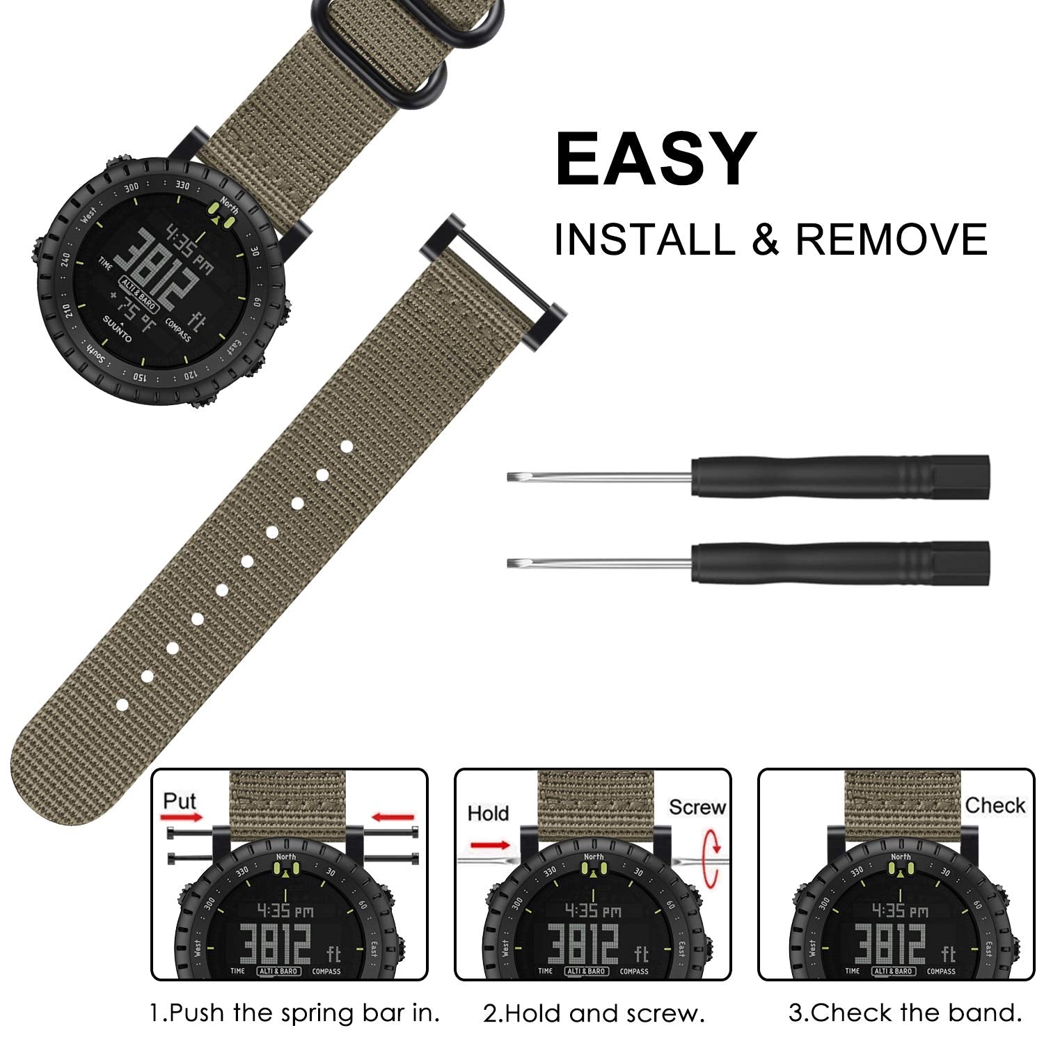 Fintie Watch Band Compatible With Suunto Core, Premium Woven Nylon Replacement Sport Strap With Metal Buckle Compatible With Suu