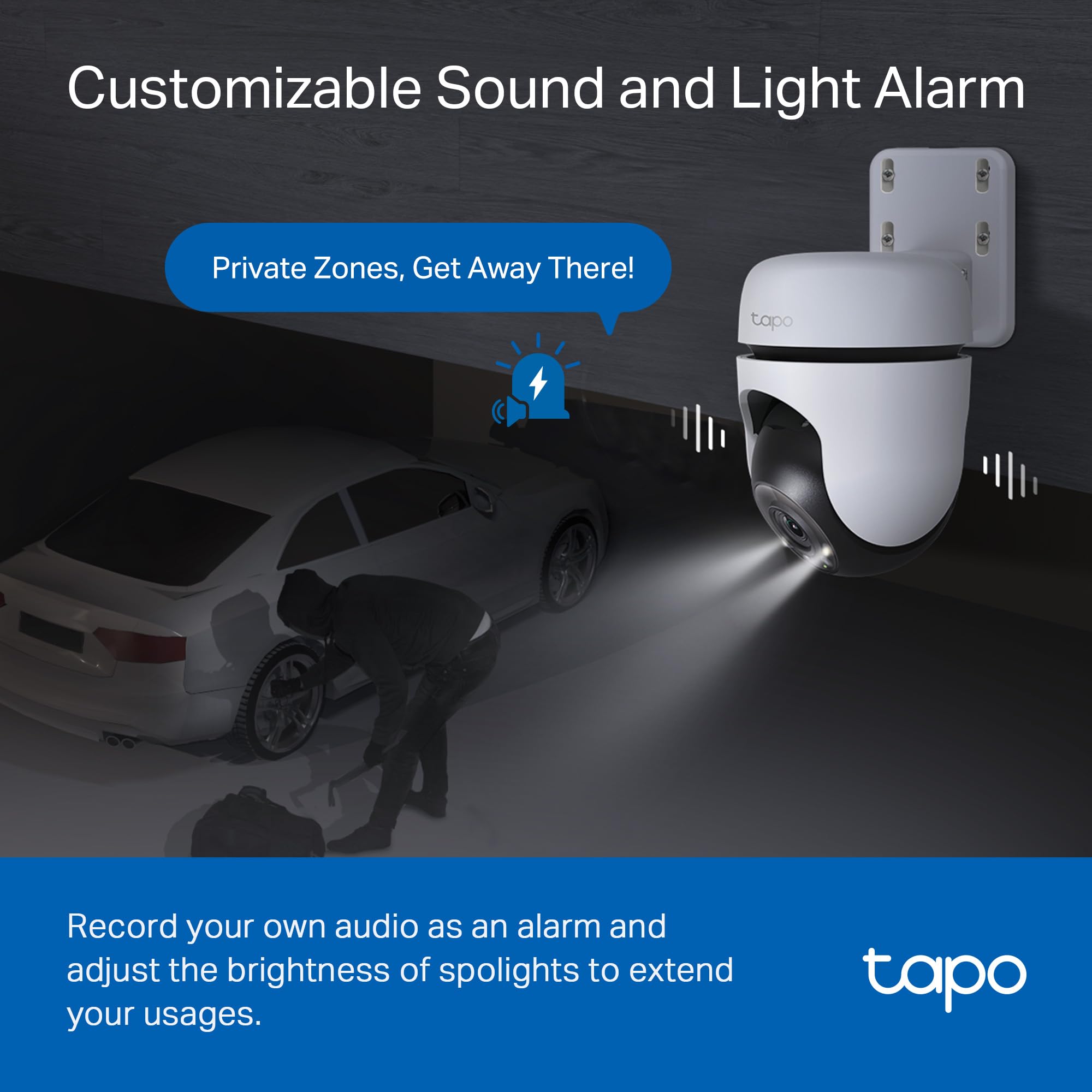 Tapo 2K Outdoor Wired Pan/Tilt Security Wi Fi Camera, 360 View, Motion Tracking, Works W/Alexa & Google Home, Color Night Vision