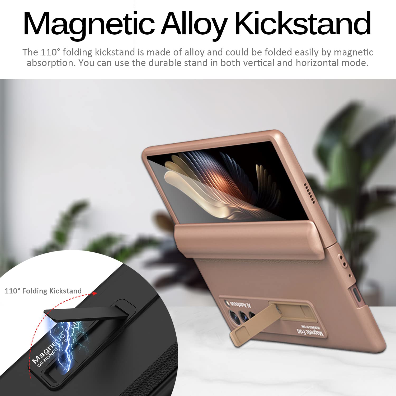 Miimall Compatible For Galaxy Z Fold 2 Case, Z Fold 2 Case With Hinge Protection Hard Pc Bumper Alloy Kickstand Case For Samsung