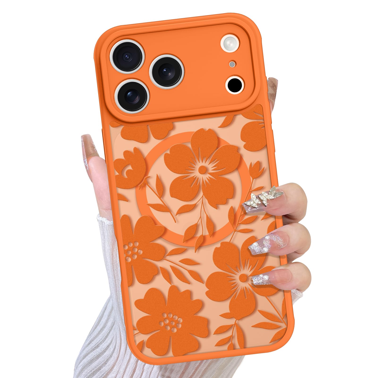 TEAUGHT Compatible with iPhone 17 Pro Max Case Support for MagSafe Cute Pattern Floral Flower Camera Protection Matte Skin-Touch