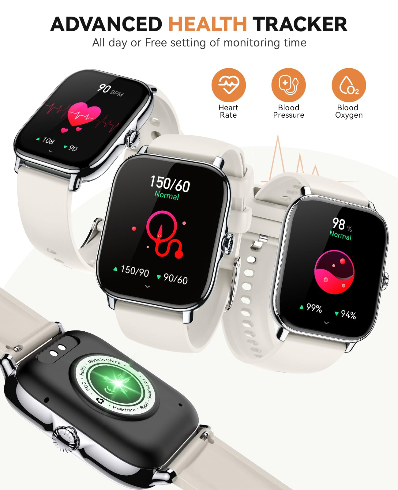 Smart Watch For Women Men- Answer/Make Call, 2025 Ip68 Waterproof Fitness Step Sleep Tracker Watch With Monitor Activity Counter