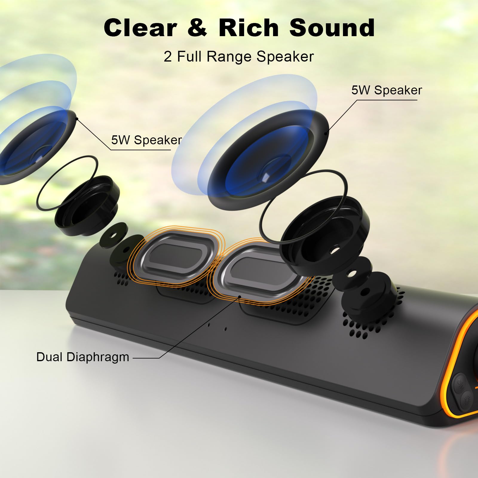 Soulion R50 Bluetooth Computer Speakers, 3.5Mm Pc Sound Bar For Desktop Monitor, Wired Usb Powered & Colorful Led Lights With Sw