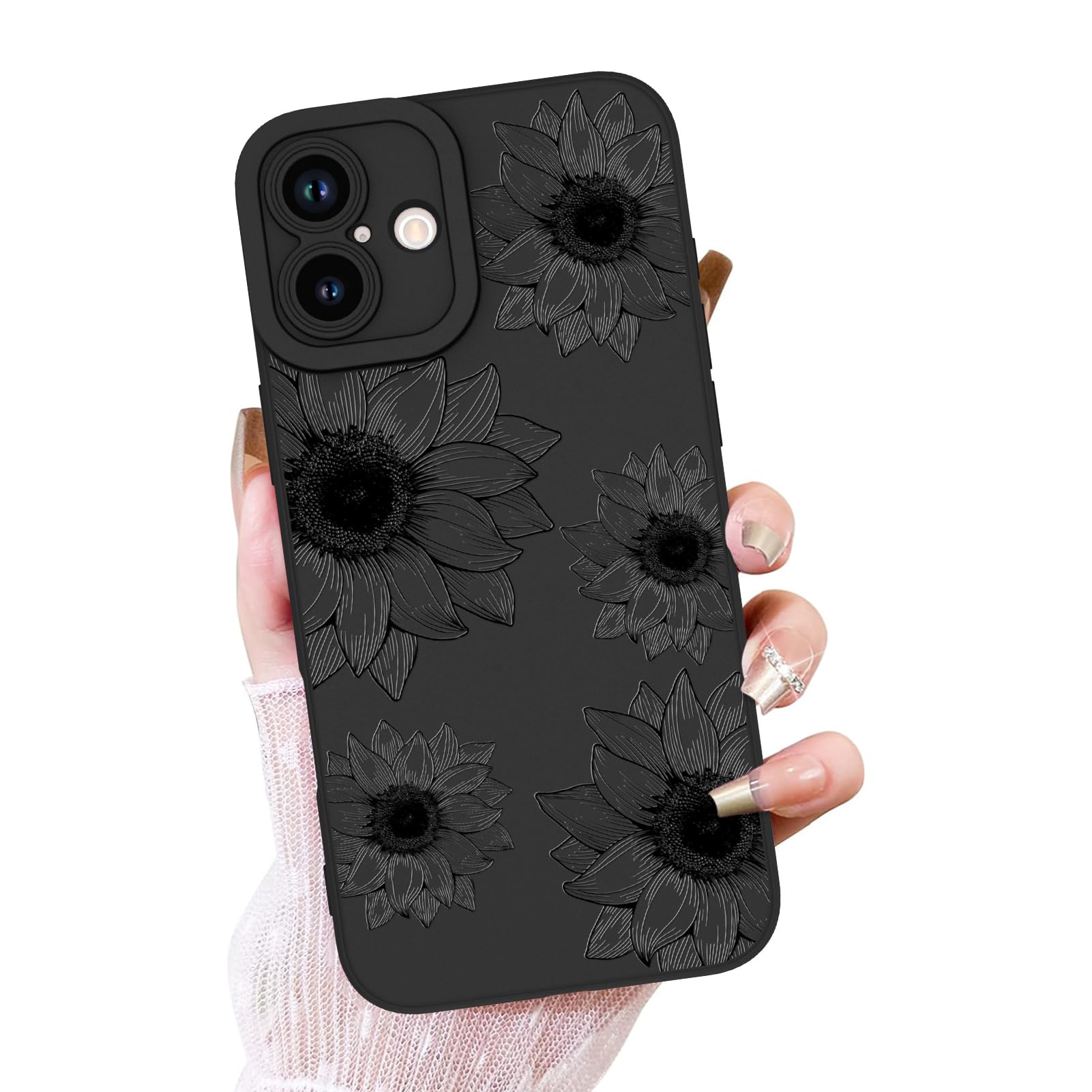 Ook Floral Case For Iphone 16 Plus Case, Cute Sunflower Floral Blooms Design Soft Tpu Shockproof Protective For Women Girls Phon