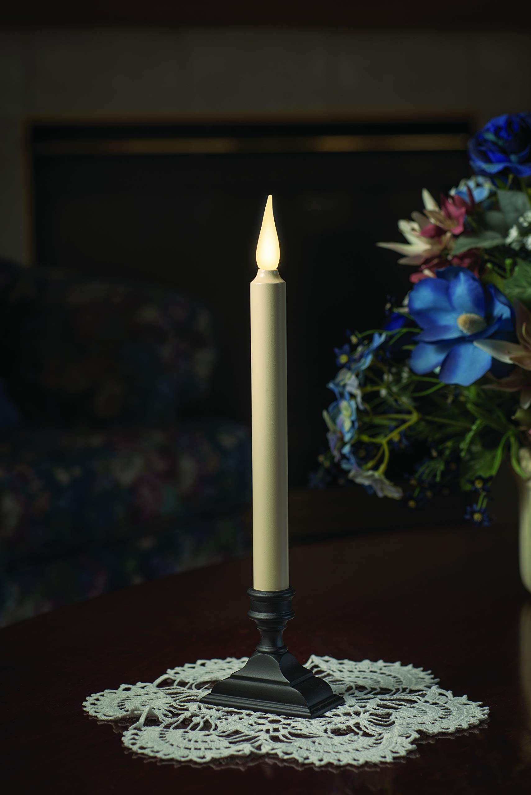 Xodus Innovations Fpc1650 4 Battery Operated Flameless 12 Inch Taper Candle And Base With 3D Warm White Flickering Flame And 6 H
