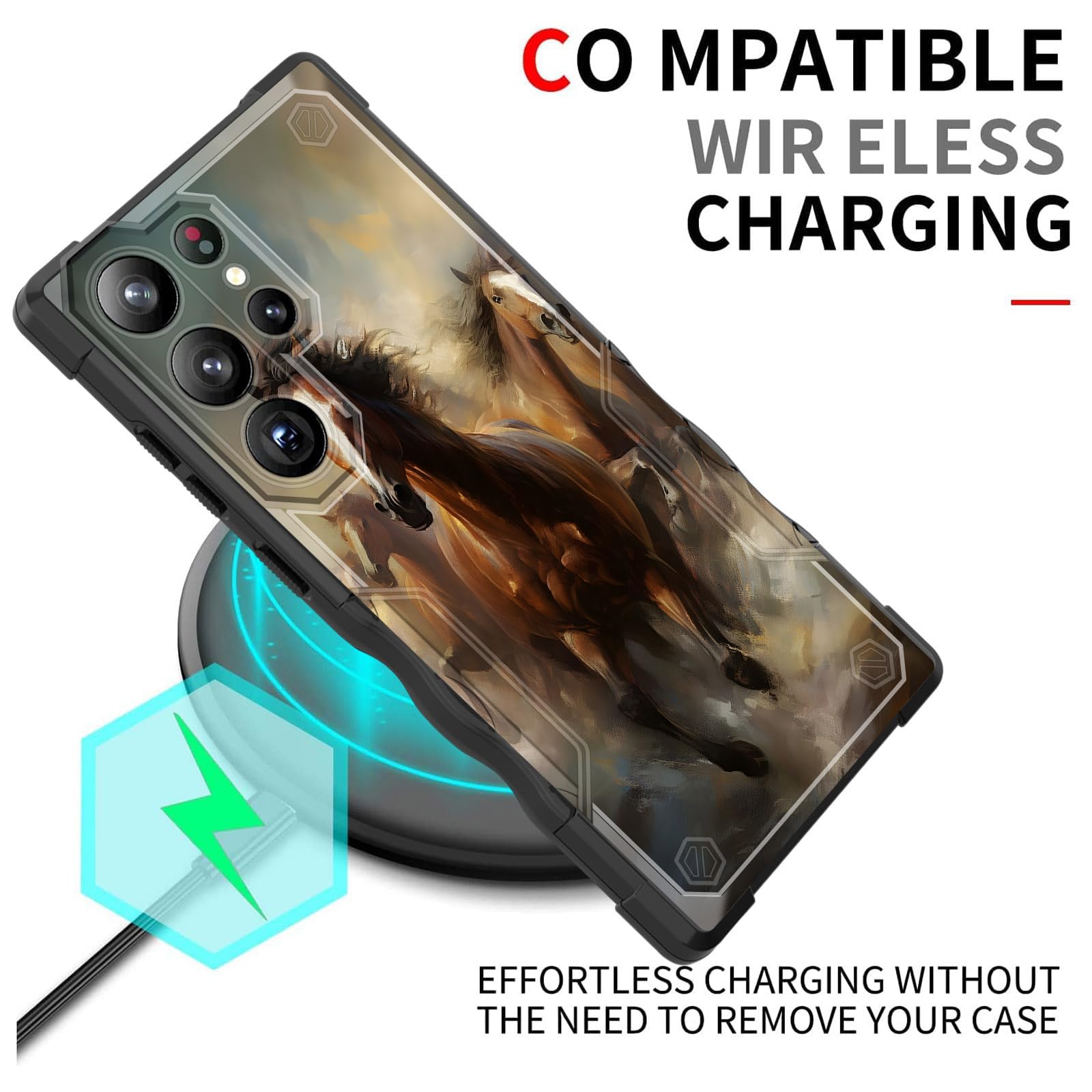 Efgwsder For Galaxy S24 Ultra Case,[Dual Layer][10 Ft Military Grade Drop Protection] [Non-Slip] Heavy Duty Shockproof Case For