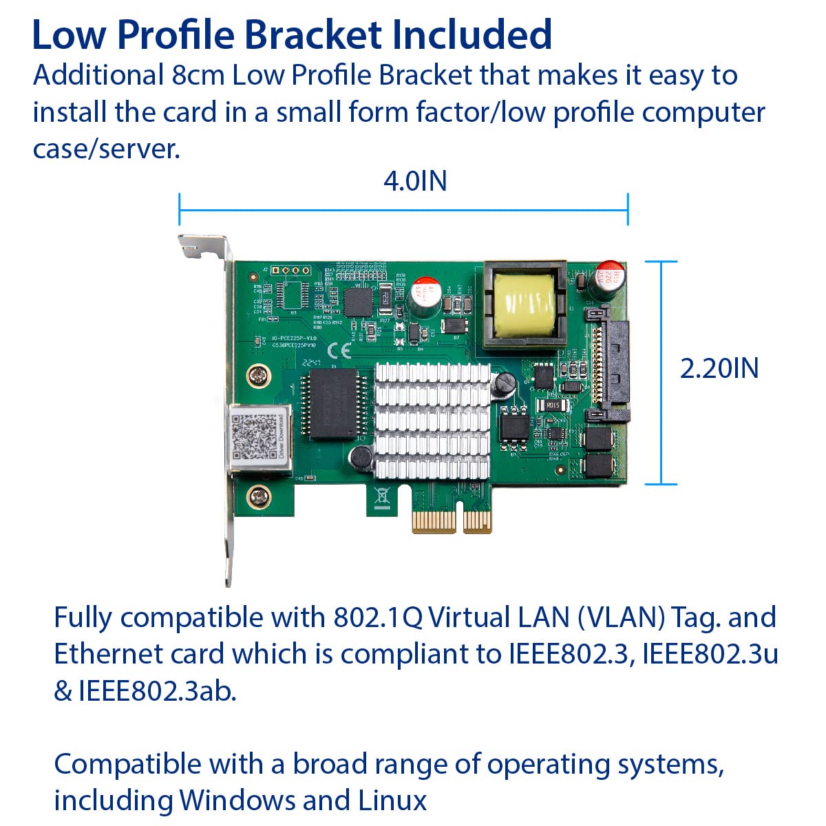 Io Crest 2.5 Gigabit Poe+ Pci E X1 Ethernet Network Card