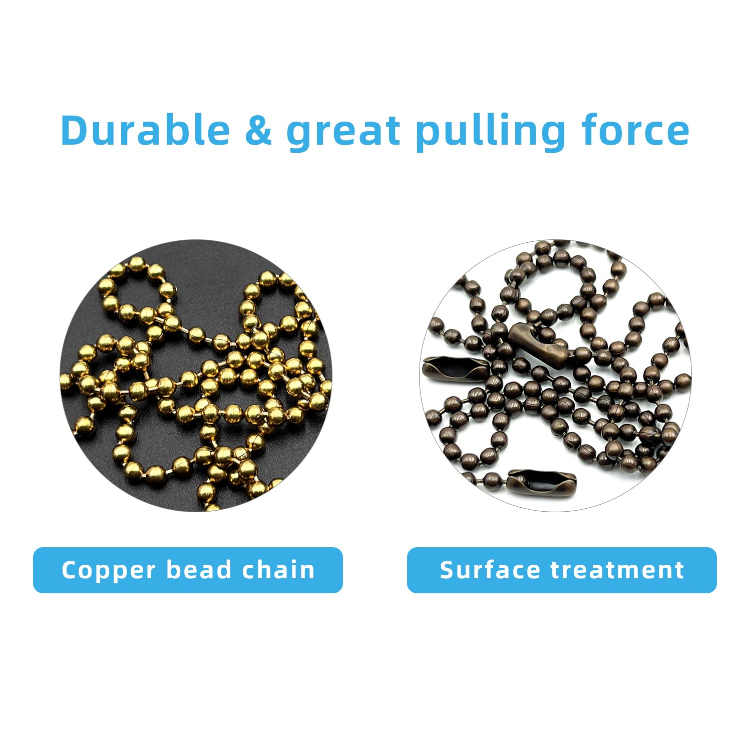 Ceiling Fan Pull Chain Extender, 12Feet 3Mm Diameter Beaded Ball Fan Light Extension Pull Chain With 10 Matching Connectors (Ant