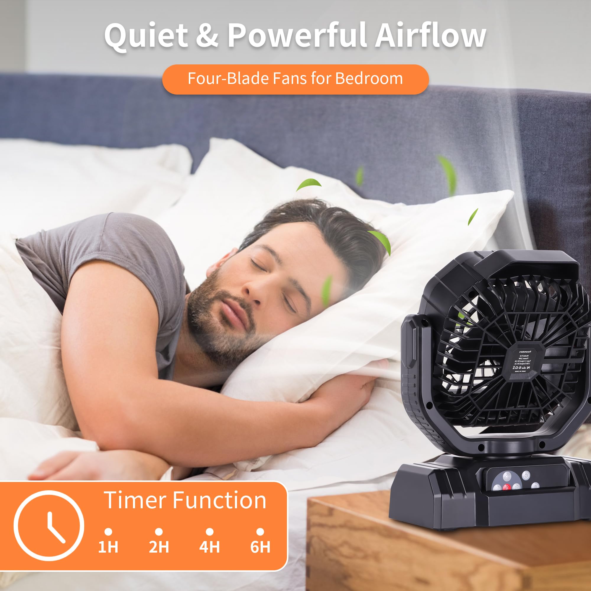 Avv High Speed Portable Camping Rechargeable Fan, Beach Fan With Remote Control, Battery Powered Fan With Auto Oscillating Outdo