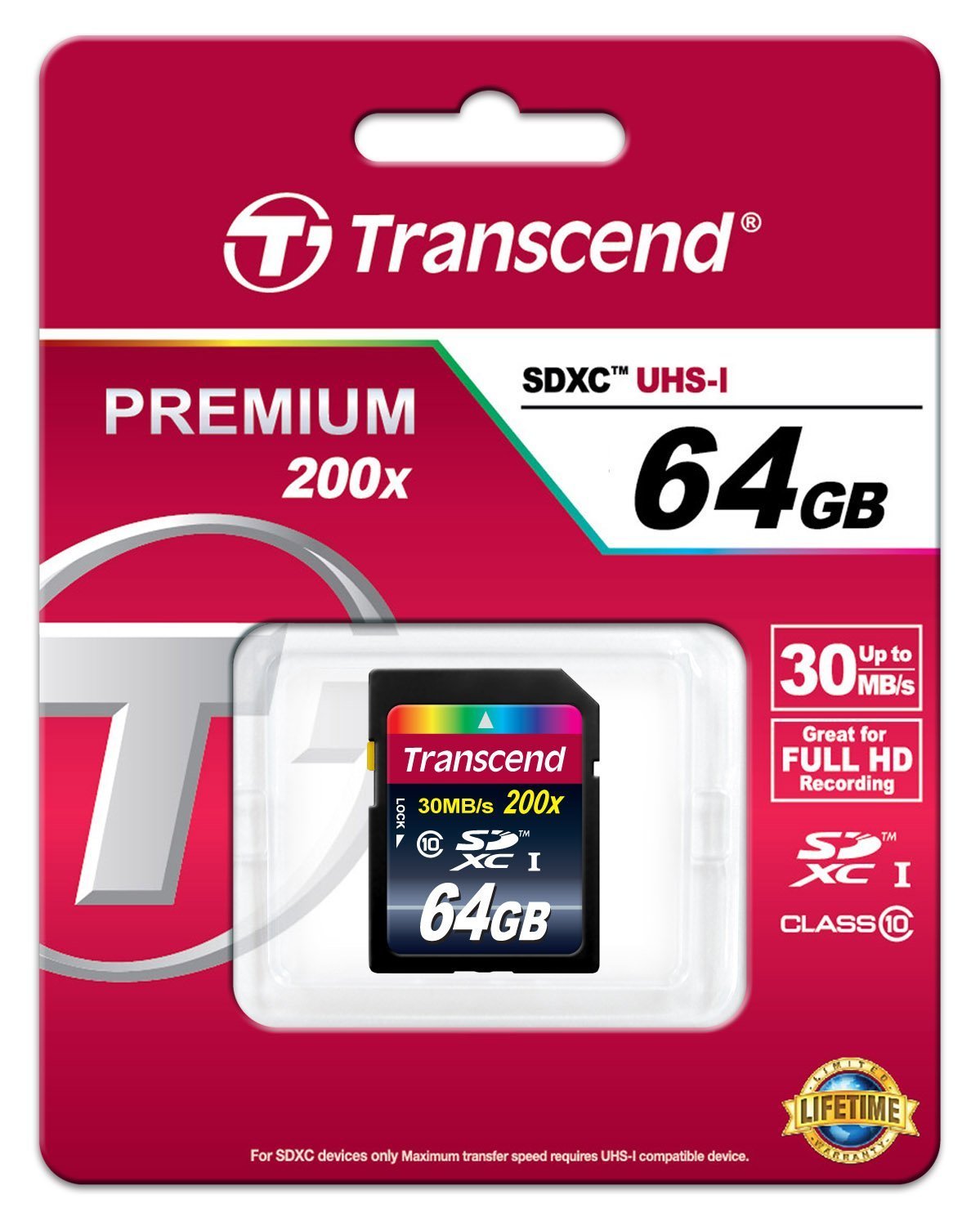 Transcend 64Gb Sdxc Class 10 Flash Memory Card Up To 30Mb/S (Ts64Gsdxc10)
