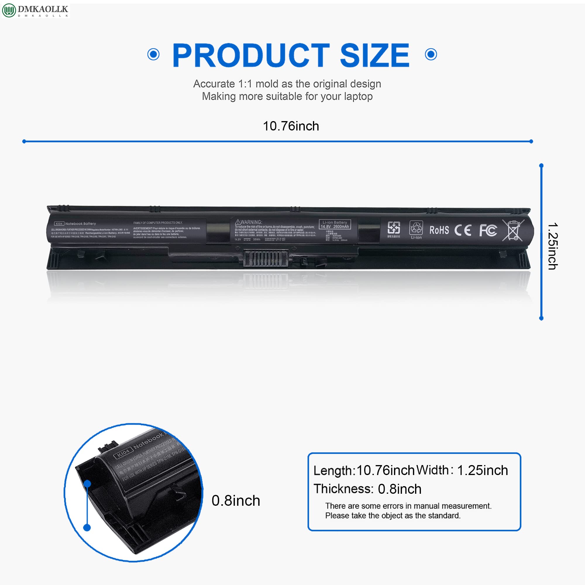 800049 001 Ki04 Notebook Battery For Hp Pavilion 15 Ab 15 An 17 G 15T Ab100 17T G100 17T S100 Cto Series 15 Ab143Cl 15 Ab223Cl 1