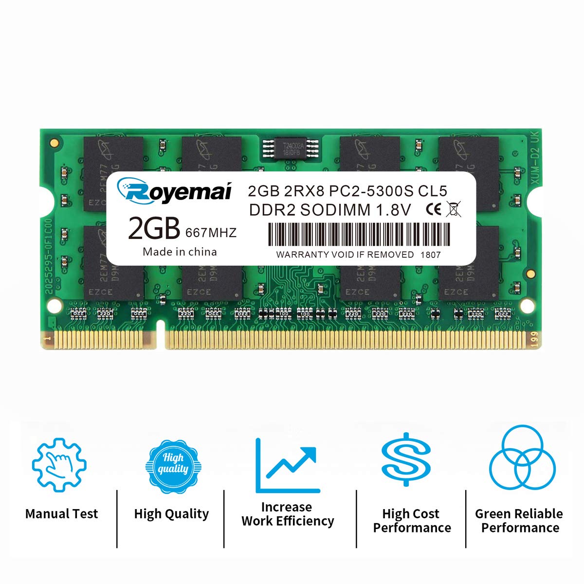 4Gb Kit (2X2Gb) Pc2 5300 Ram, Ddr2 667Mhz Sodimm 2Rx8 Cl5 1.8V 200Pin Memory Ram For Laptop Notebook Computer