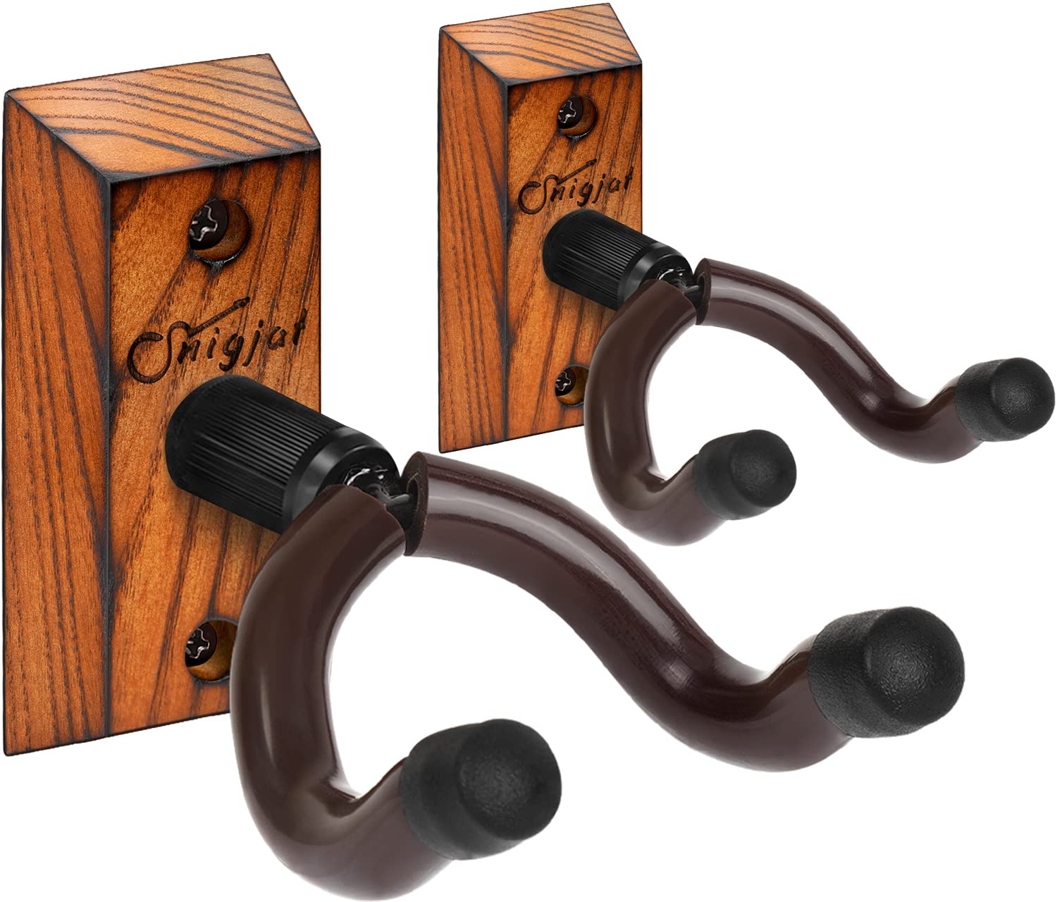 SNIGJAT Guitar Hanger, 2 Pack Hardwood Guitar Wall Mount Holder Stand for Acoustic Guitar, Bass, Banjo, Mandolin, Musical Instru