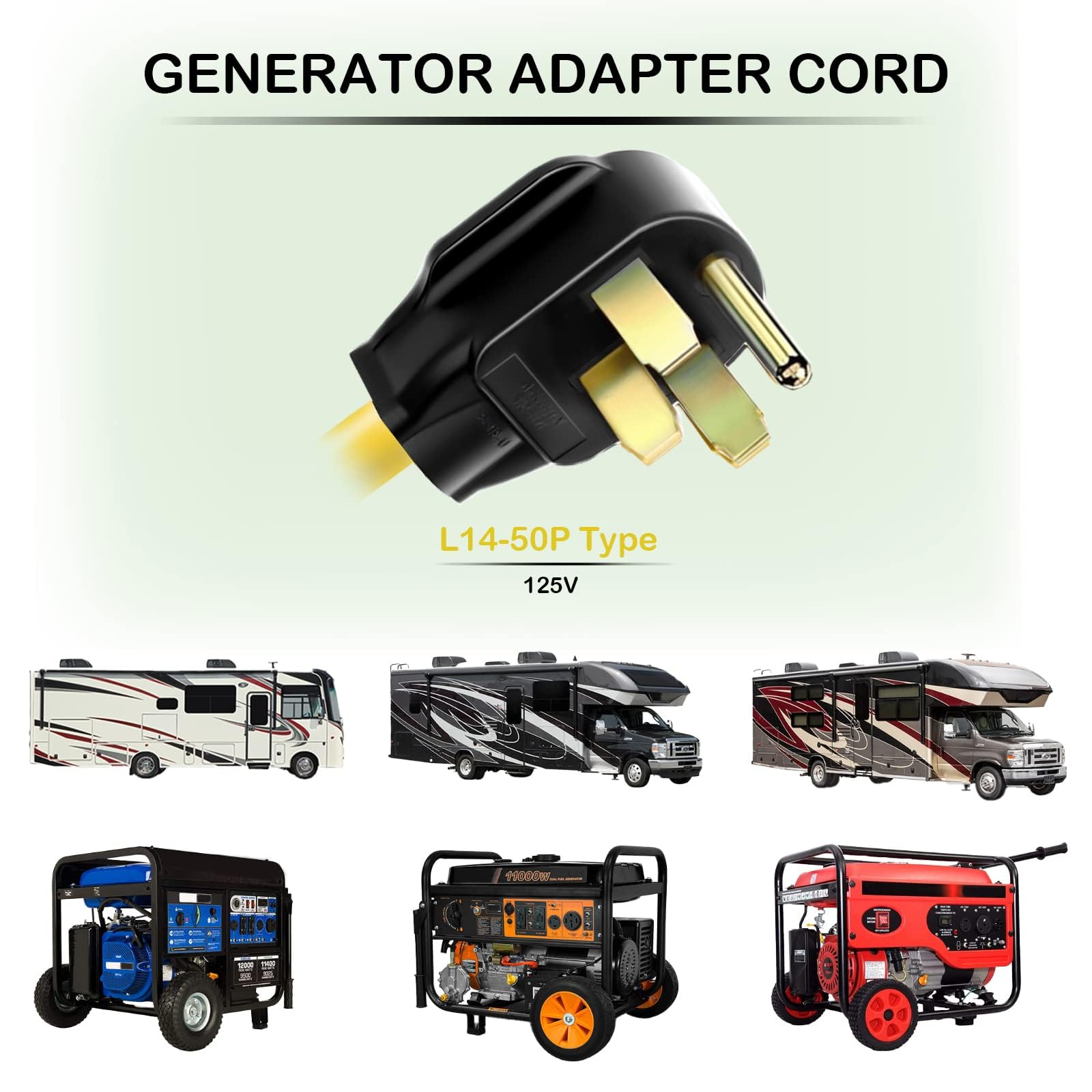 50 Amp To 20 Amp Adapter 110 Rv Distribution Nema 14 50P 4 Prong Male To 4X 5 20R Household Outlet Female With Dust Protection C