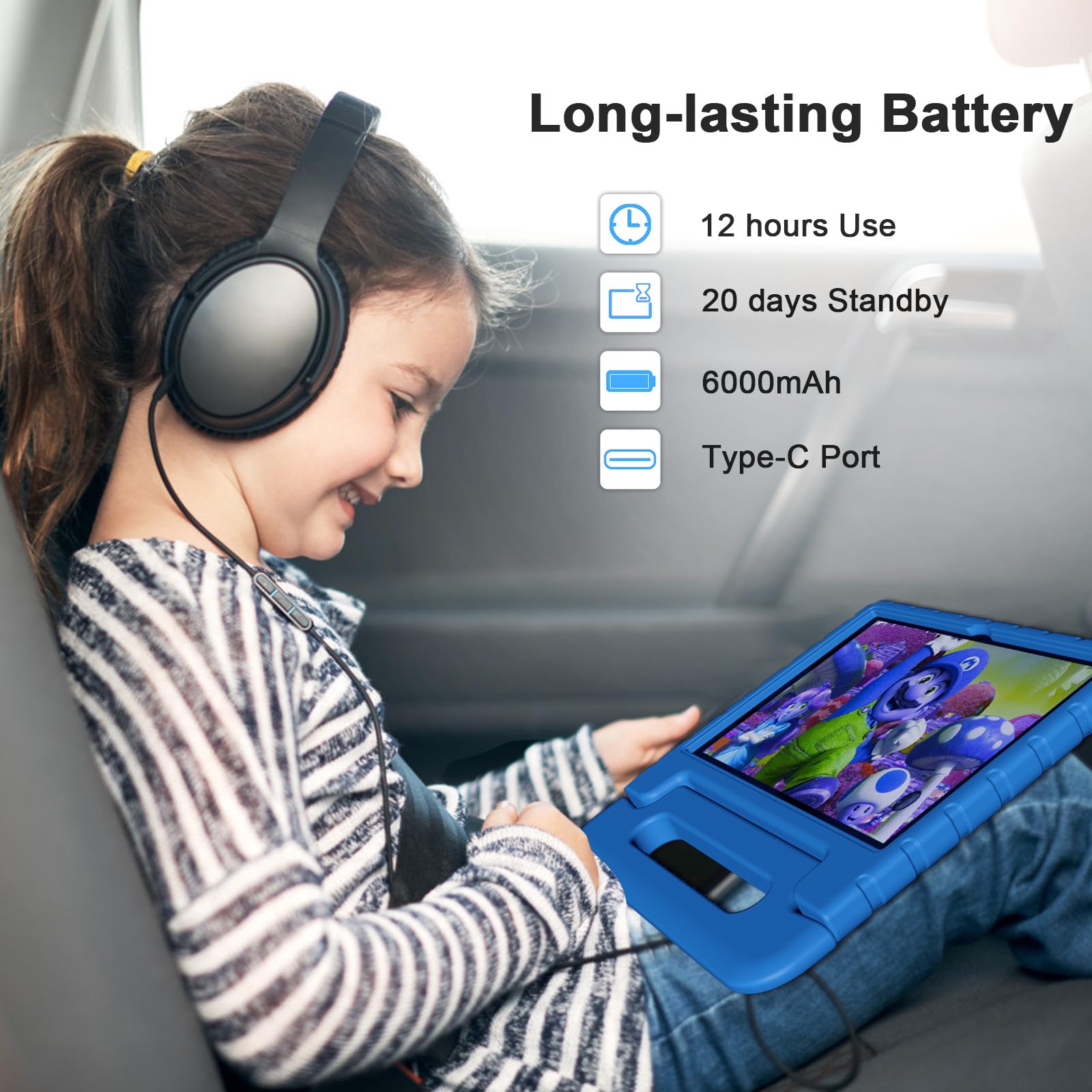 Vneimqn Tablet For Kids, 10 Inch Kids Tablet Android 13, 4Gb+64Gb, Octa-Core, Wifi 6, Big Battery, Google Kids Space, Parental C