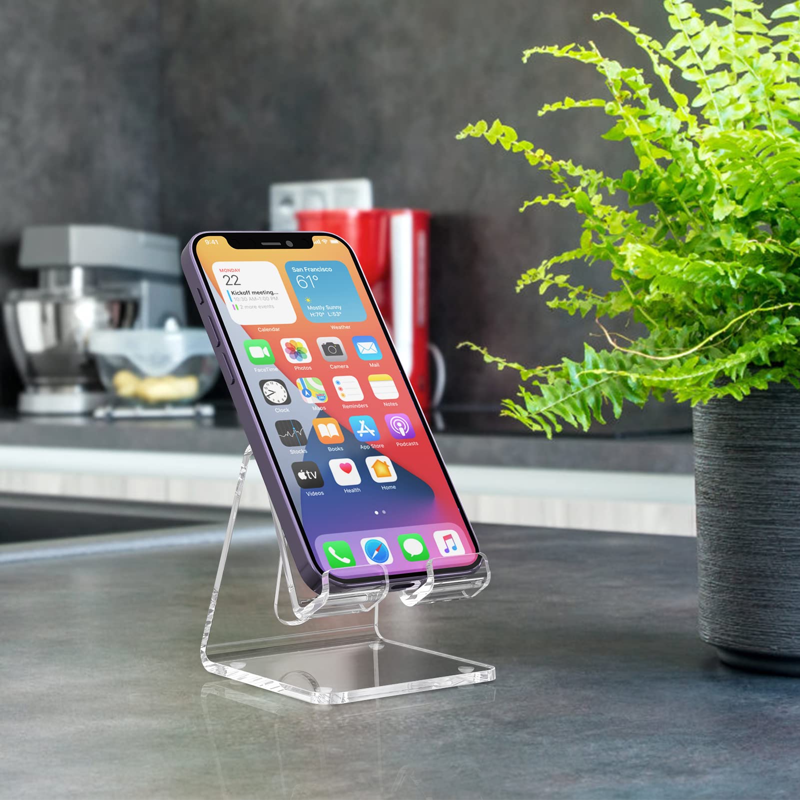 Ktrio Acrylic Cell Phone Stand, Clear Phone Holder, Transparent Phone Stand For Desk Phone Dock Cradle Compatible With Iphone 14