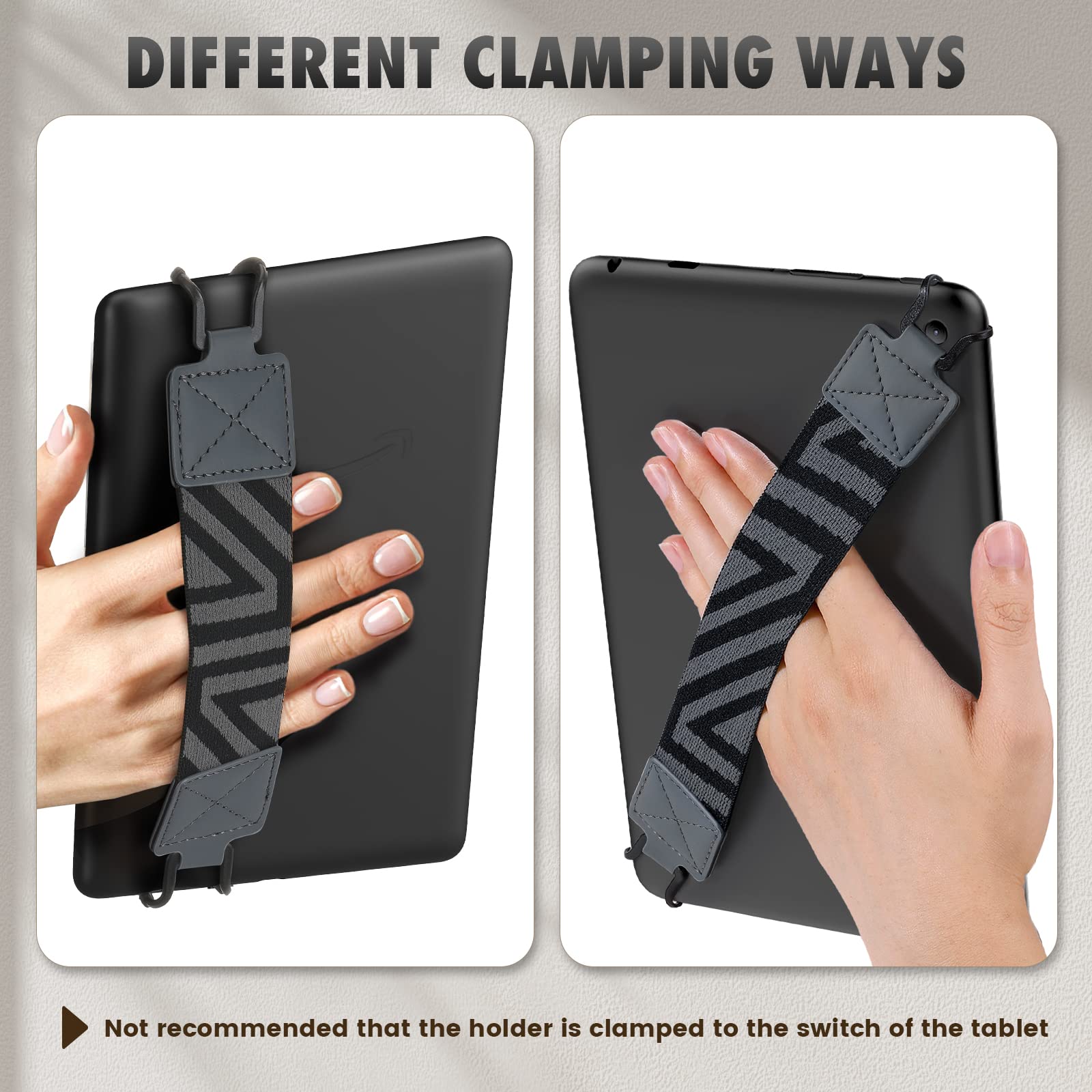 MoKo Security Hand Strap for 9 11 Inch Tablet, iPad/iPad Pro/iPad Air/Kindle Fire HD/Samsung, High Elasticity Versatile Hand Strap Lightweight Finger Grip Holder, Space Gray