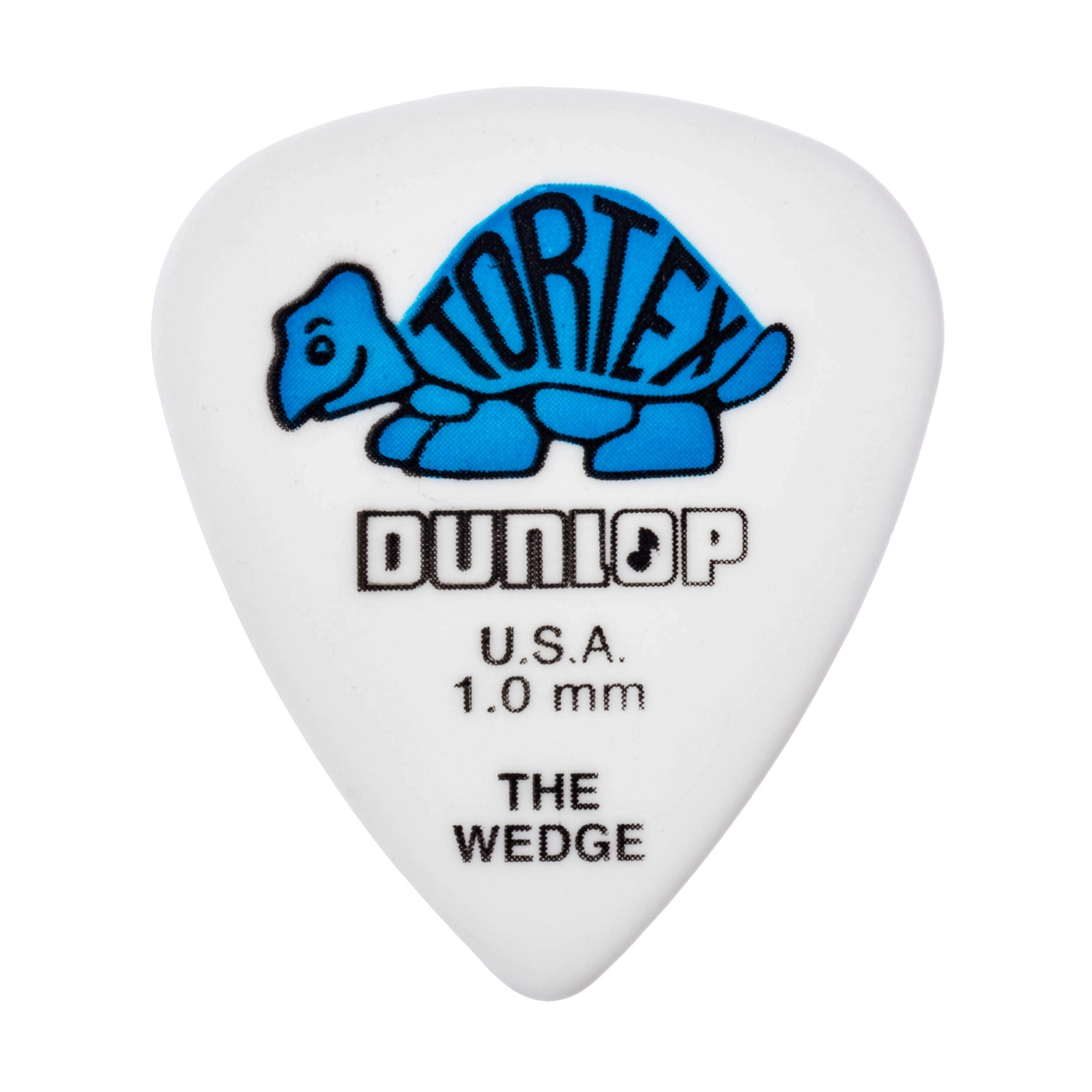 Dunlop 424R1.0 Tortex Wedge, White/Blue, 1.0mm, 72/Bag