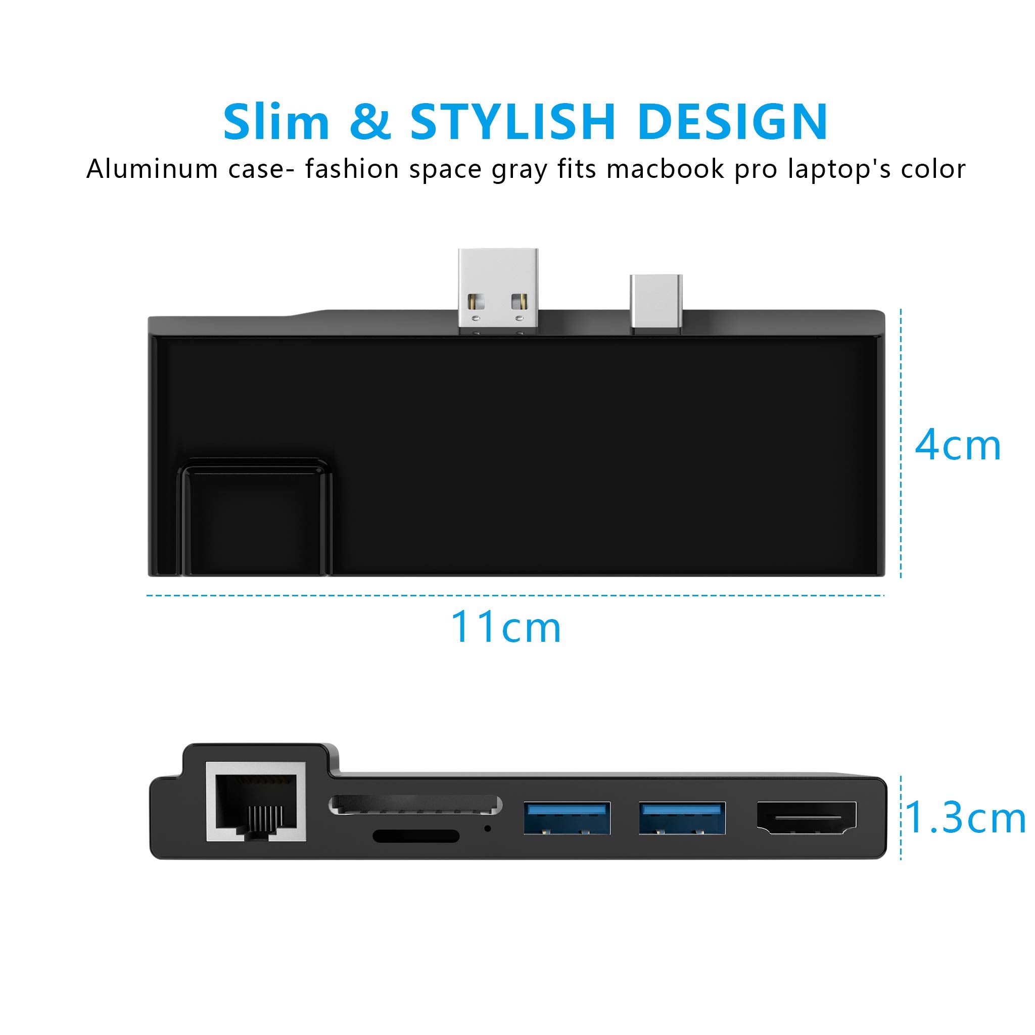 Portable Dock For Surface Pro 4/5/6 Usb Hub Docking Station With 1000M Ethernet Port, 4K Hdmi, 2 X Usb 3.0 Ports, Sd/Micro Sd Ca