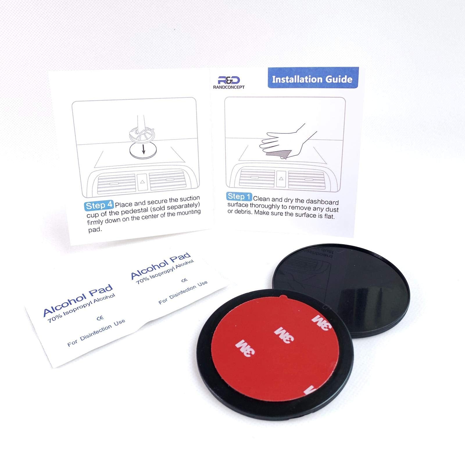 Randconcept   70Mm Adhesive Dashboard Pad Mounting Disk With Adhesive For Suction Cup Phone Mount & For Garmin Gps Suction Mount