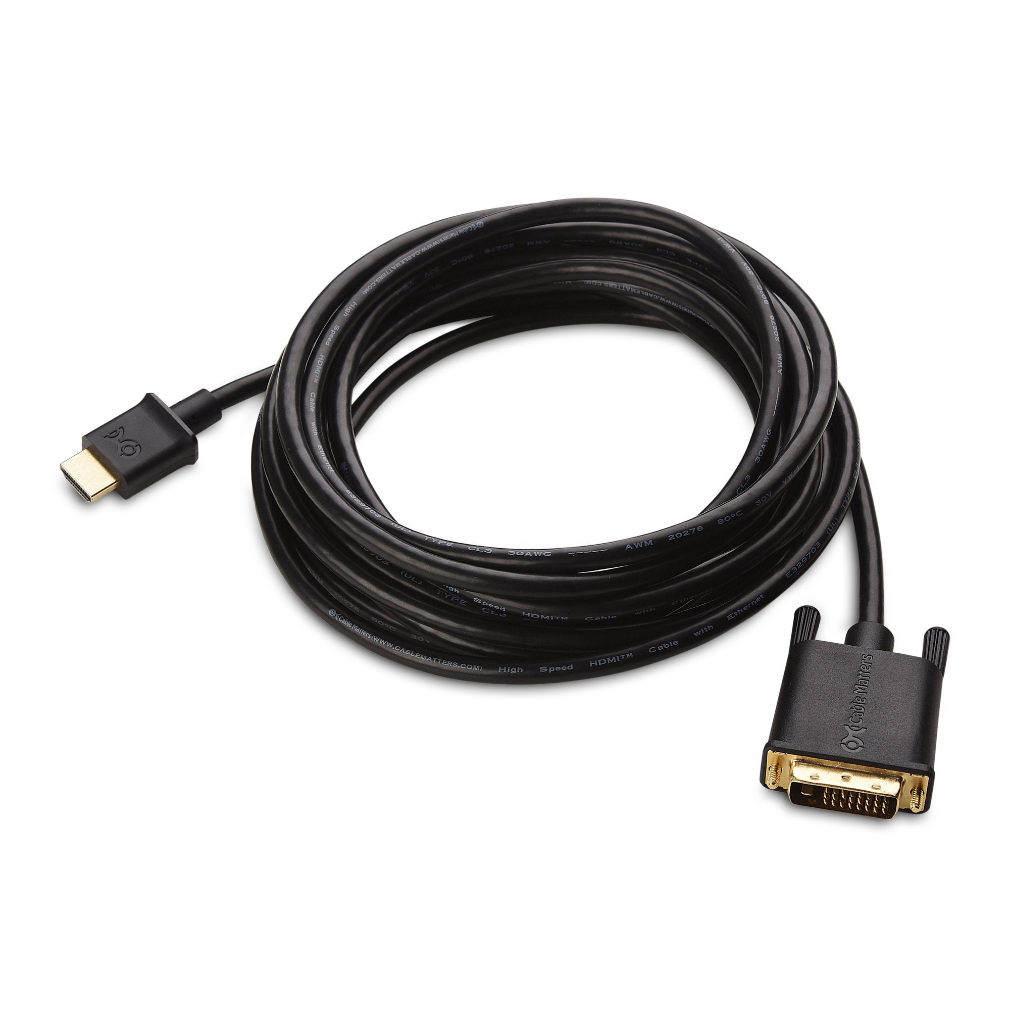Cable Matters CL3 in Wall Rated Full HD HDMI to DVI Cable 15 ft (DVI to HDMI Cable, Bi Directional HDMI to DVI D Dual Link Cord)