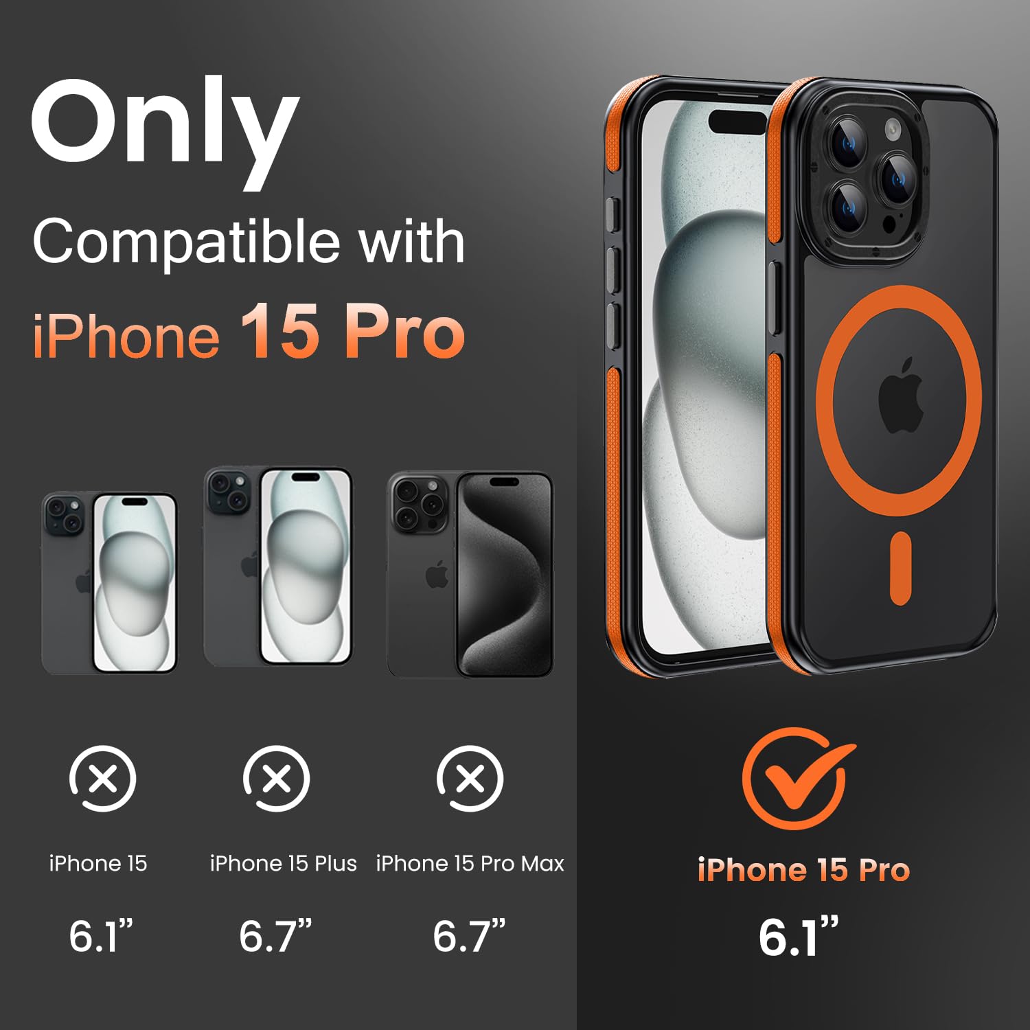 Yzoiko Strong Magnetic Case For Phone 15 Pro [10Ft Military Grade Protection] Compatible With Fit Magnetic Shockproof Slim Thin