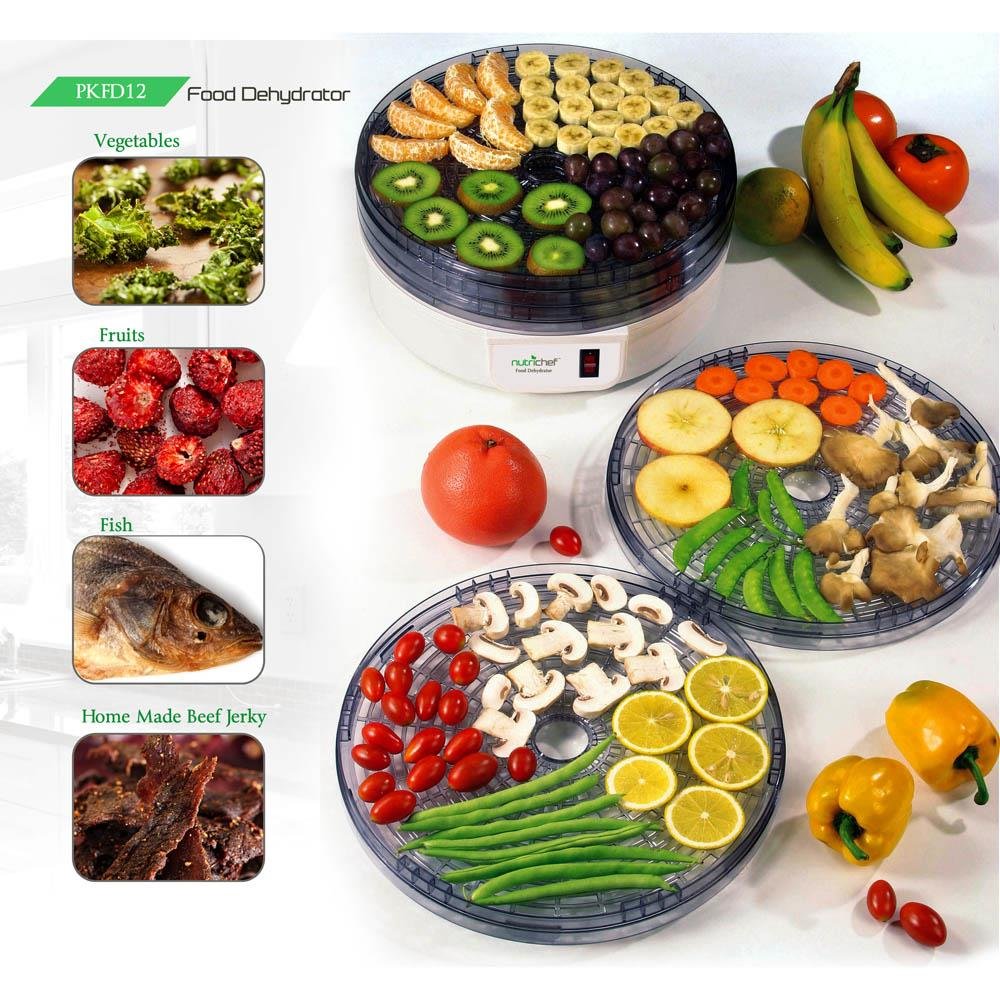 Nutrichef Electric Countertop Food Dehydrator - Multi-Tier High-Heat Circulation Professional Food Preserver, Fruit, Vegetable D
